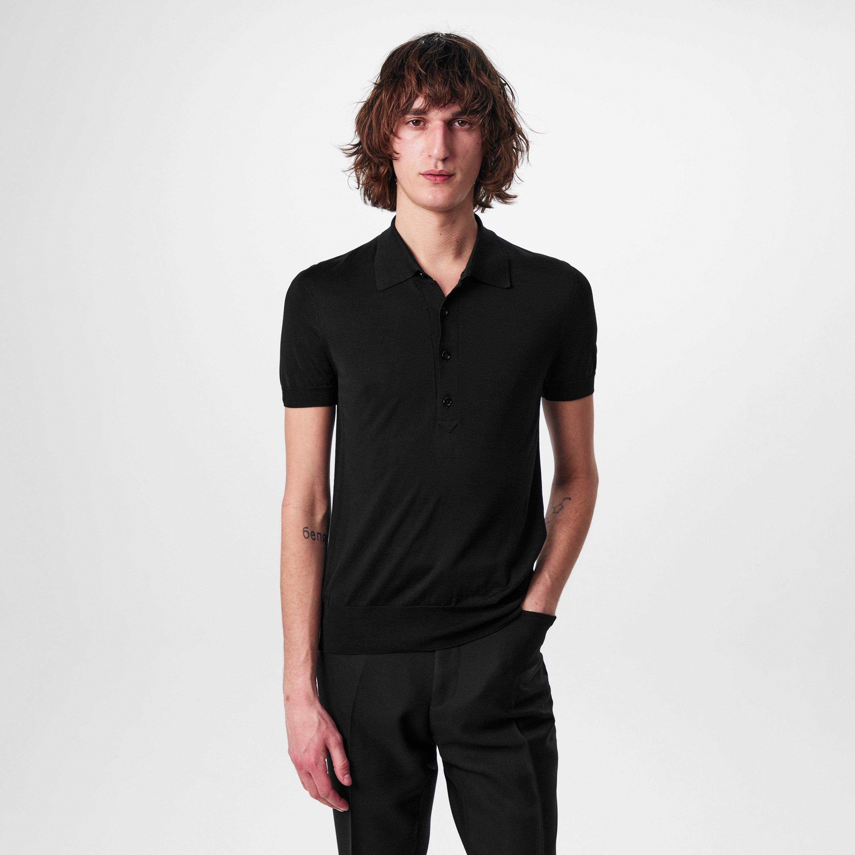 Black - Tom Ford - Silk Short Sleeve Polo - 3