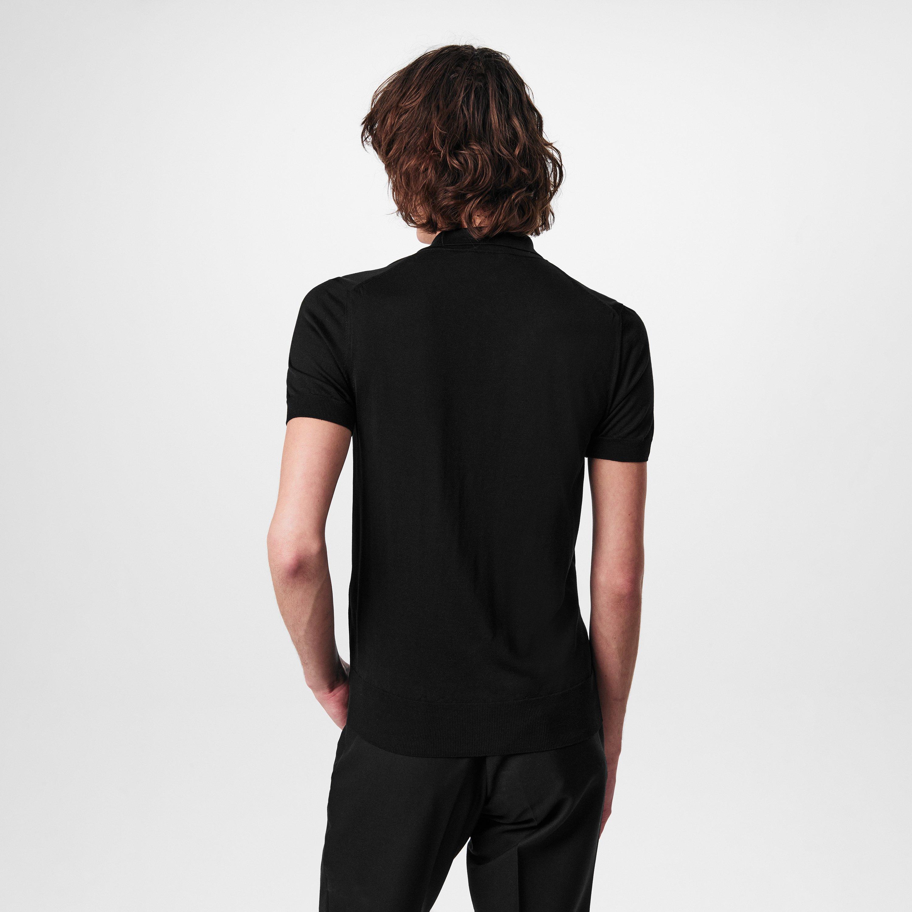 Black - Tom Ford - Silk Short Sleeve Polo - 4