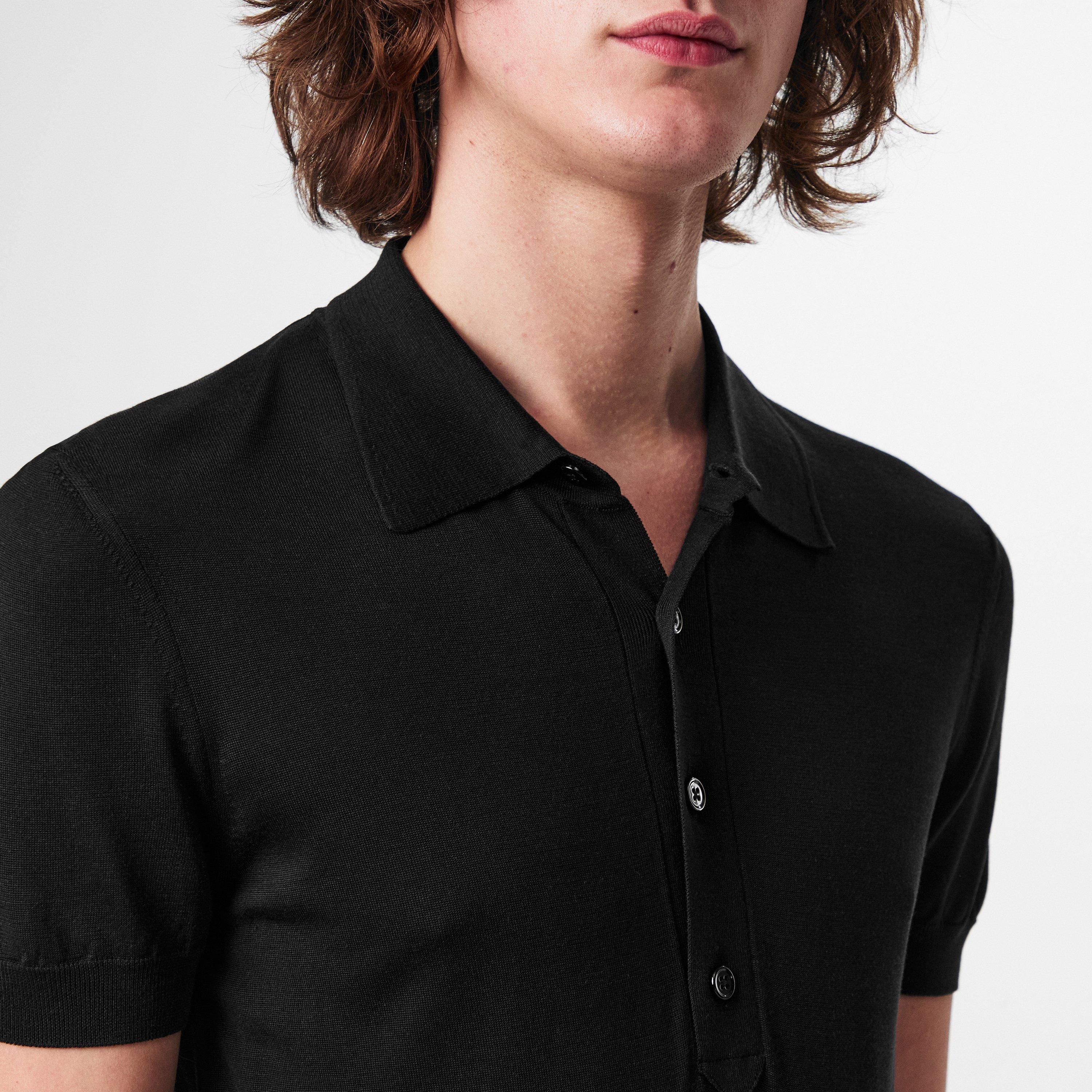 Black - Tom Ford - Silk Short Sleeve Polo - 5