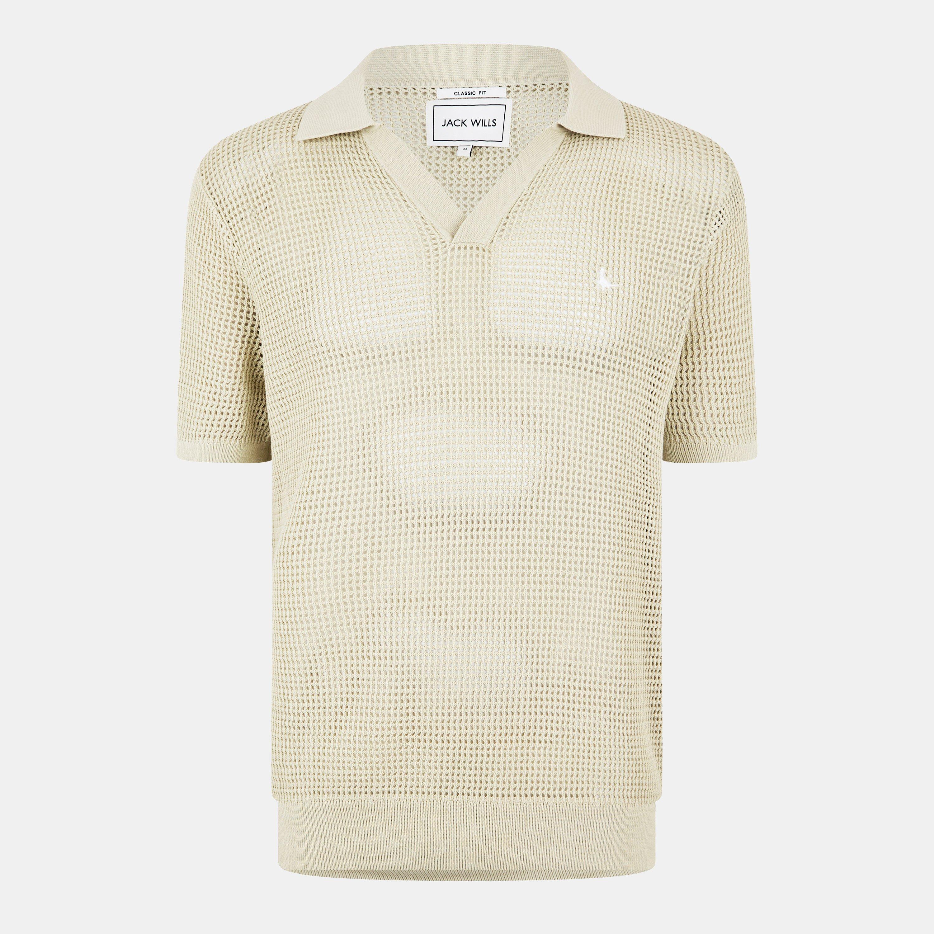トップス second layer 23ss s/s open knit polo Jack Wills Men's Open Knit Short-Sleeve Polo Shirt | Jack Wills UK