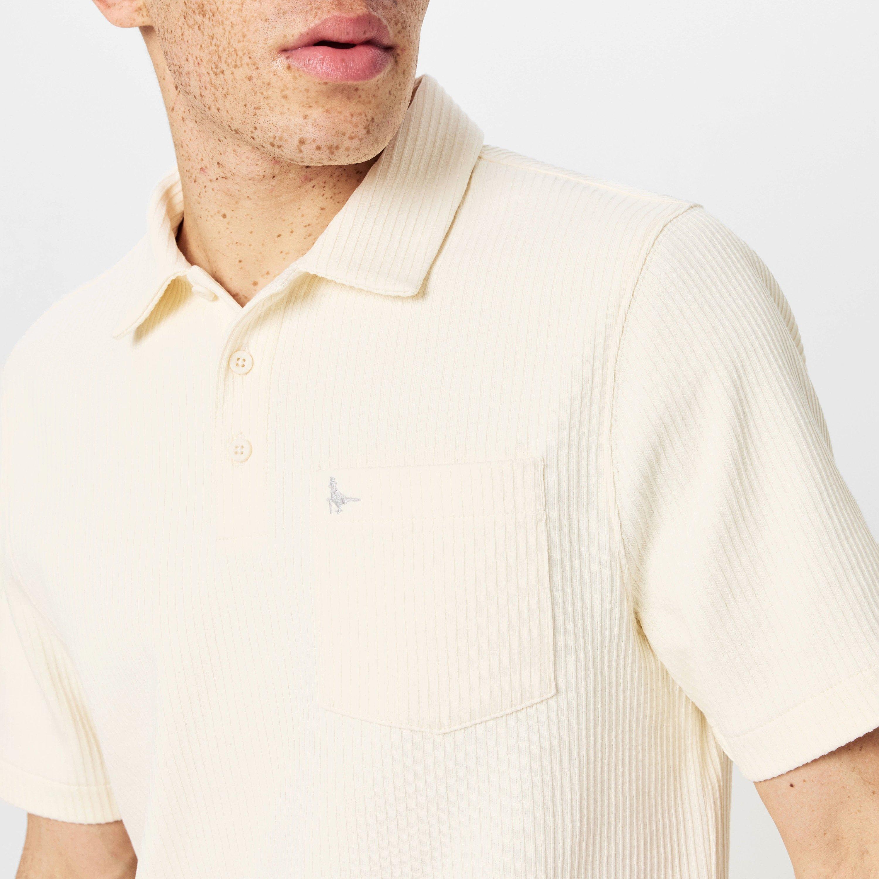 Bone White - Jack Wills - JW Texture Short-Sleeve Polo Shirt - 3