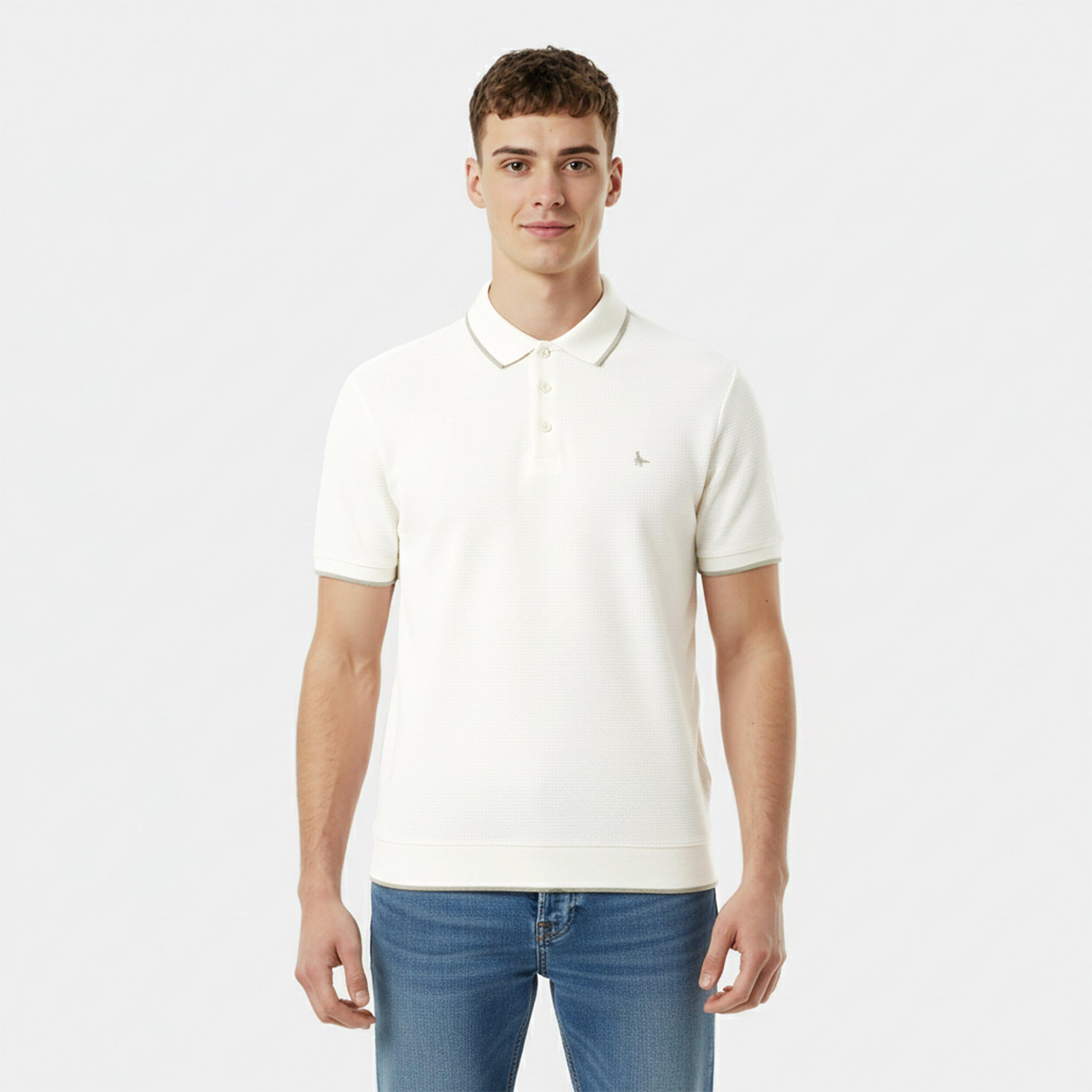 Blanco hueso - Jack Wills - Men's Waffle Textured Short-Sleeve Polo Shirt - 3