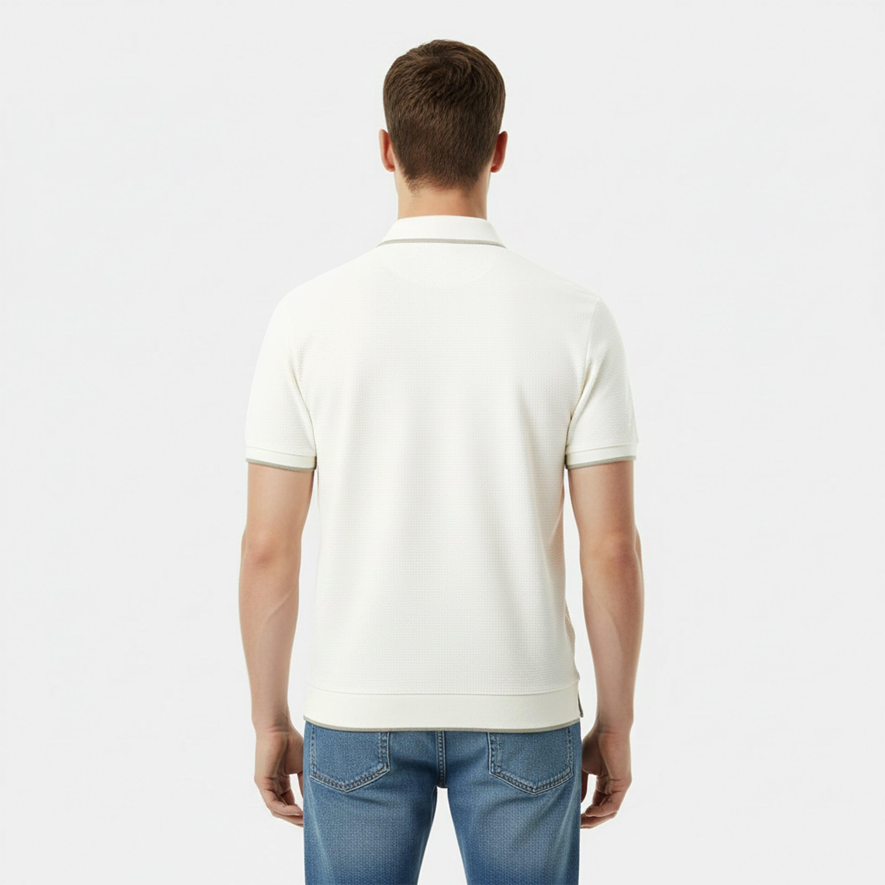 Blanco hueso - Jack Wills - Men's Waffle Textured Short-Sleeve Polo Shirt - 4