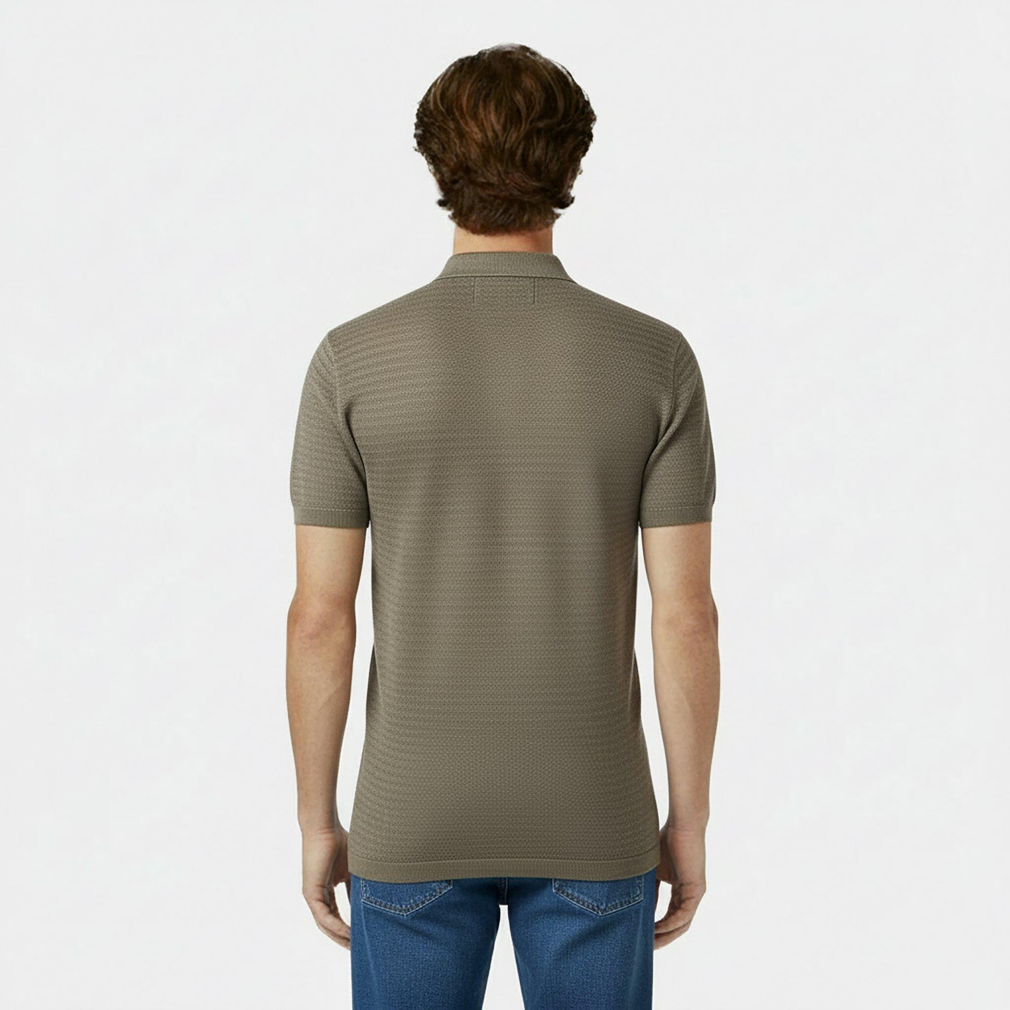Smokey Olive - Jack Wills - Men's Herringbone Short-Sleeve Polo Shirt - 4
