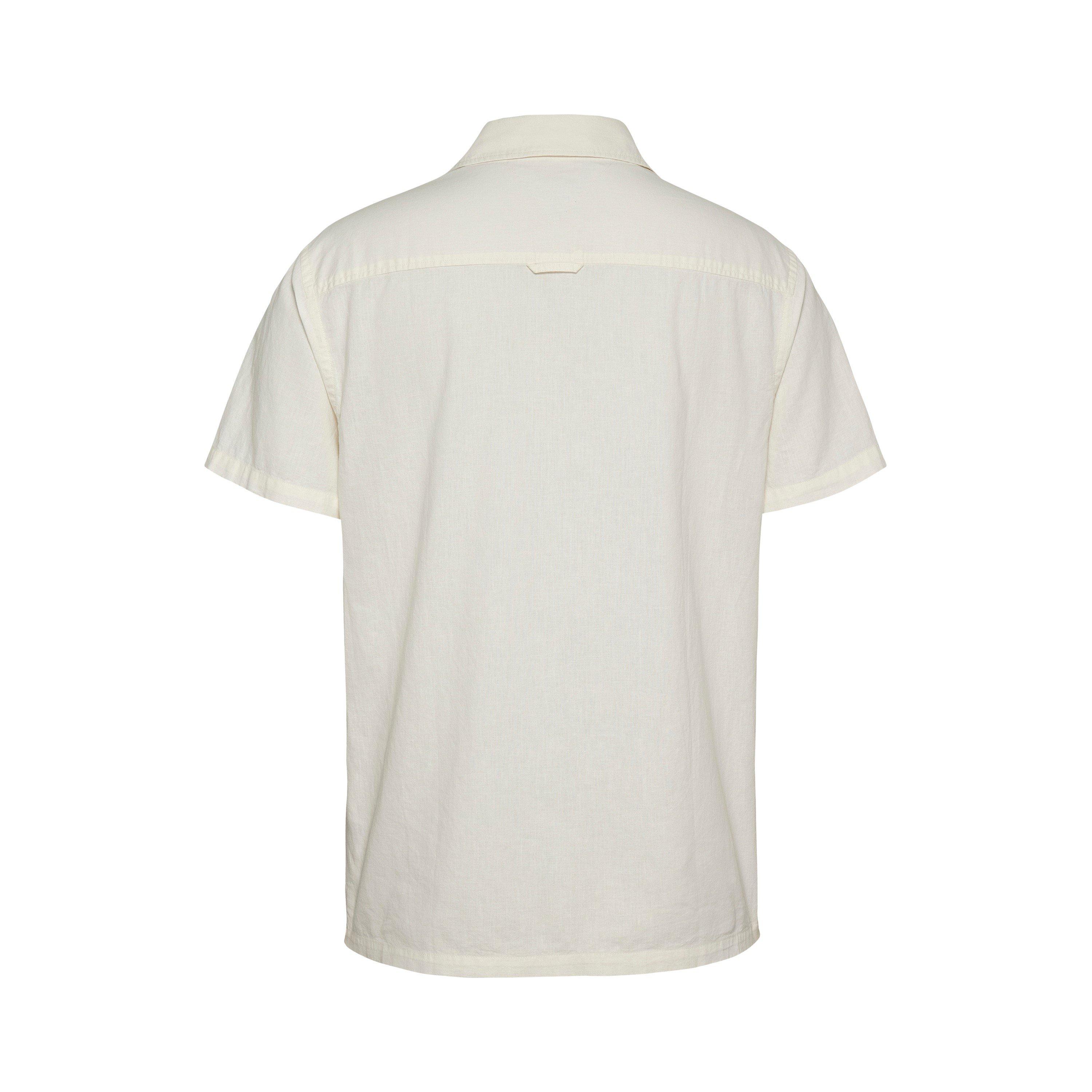 Ecru - Tommy Jeans - Men's Linen Blend Short-Sleeve Plain Shirt - 2