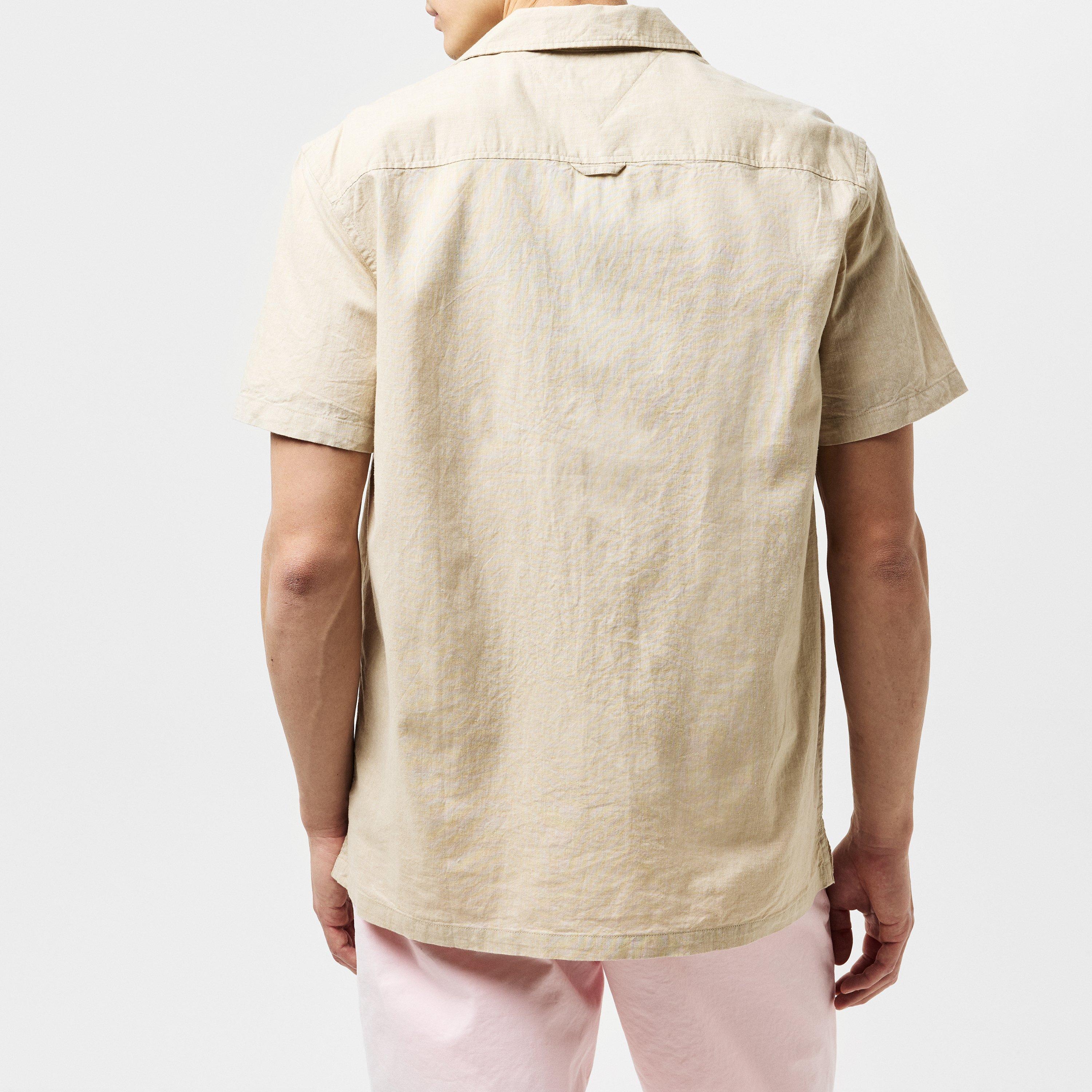 Papier journal - Tommy Jeans - Men's Linen Blend Short-Sleeve Plain Shirt - 4