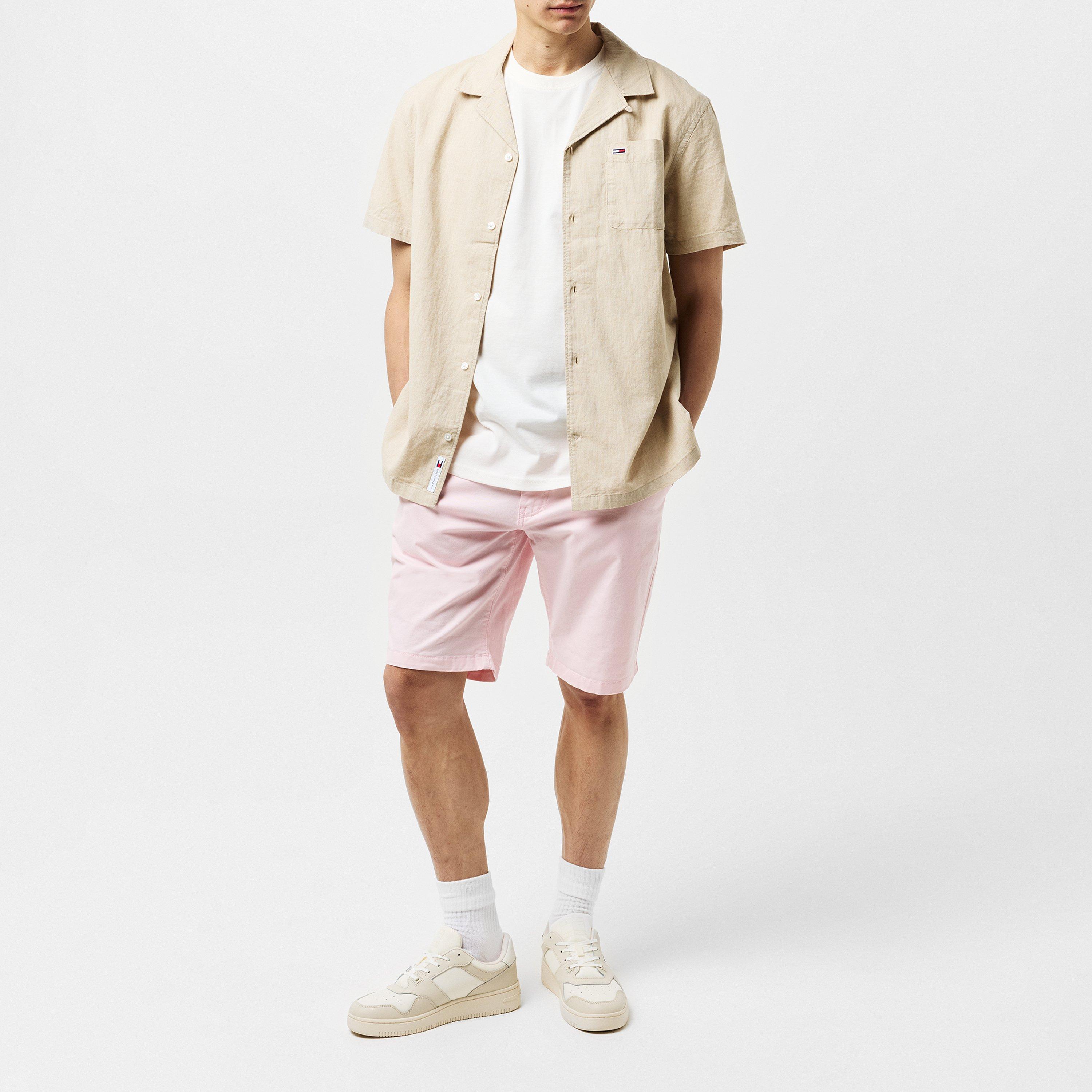 Papier journal - Tommy Jeans - Men's Linen Blend Short-Sleeve Plain Shirt - 6