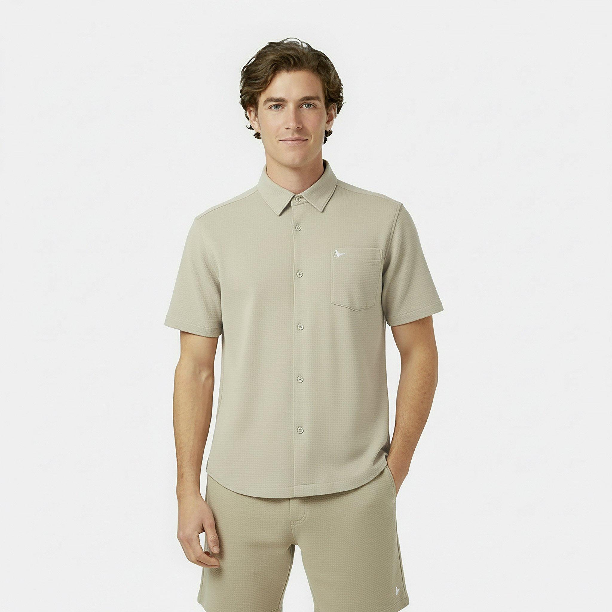 Sauge argentée - Jack Wills - Men's JW Waffle Short-Sleeve Plain Shirt - 3