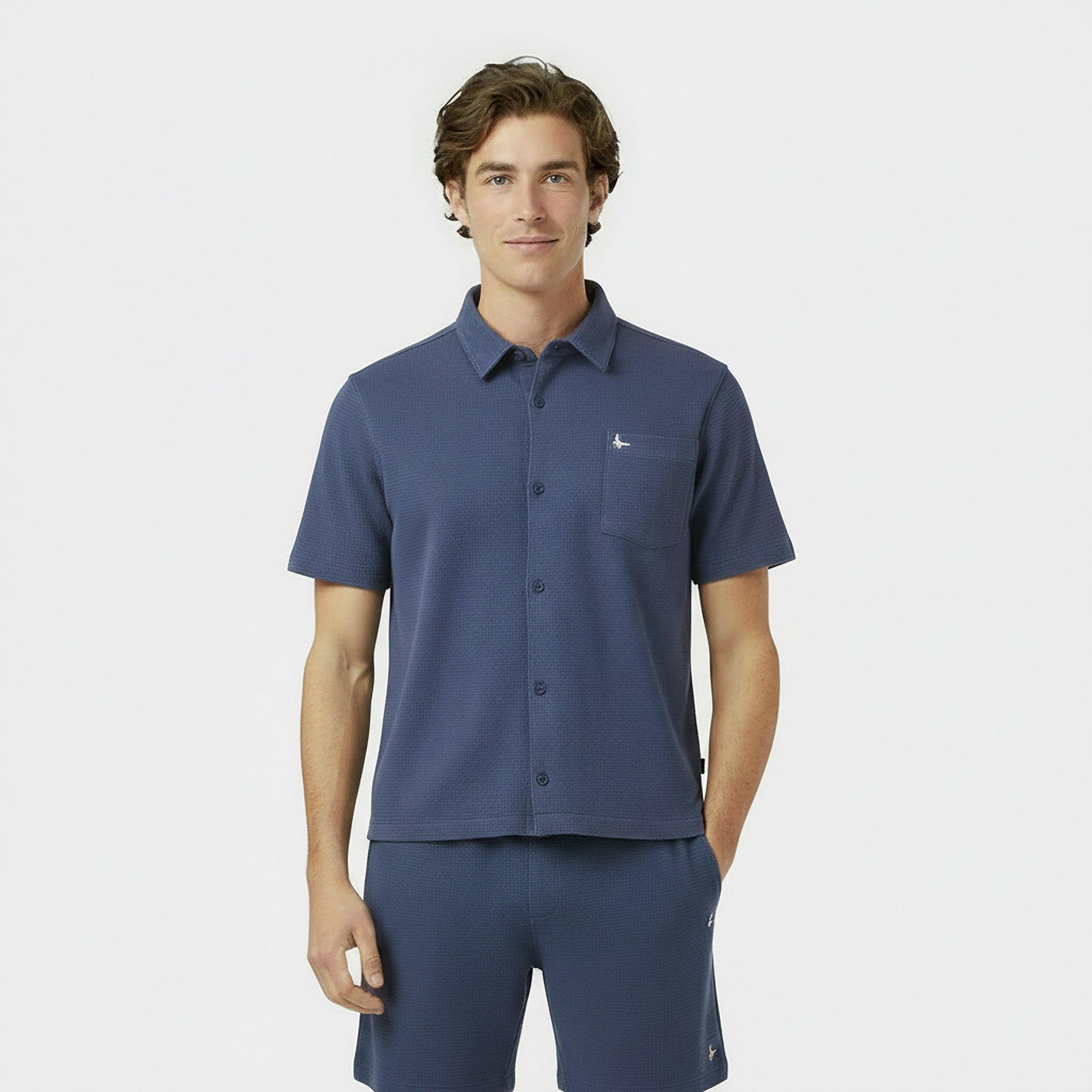 Night Sky - Jack Wills - JW Waffle Short-Sleeve Plain Shirt - 3