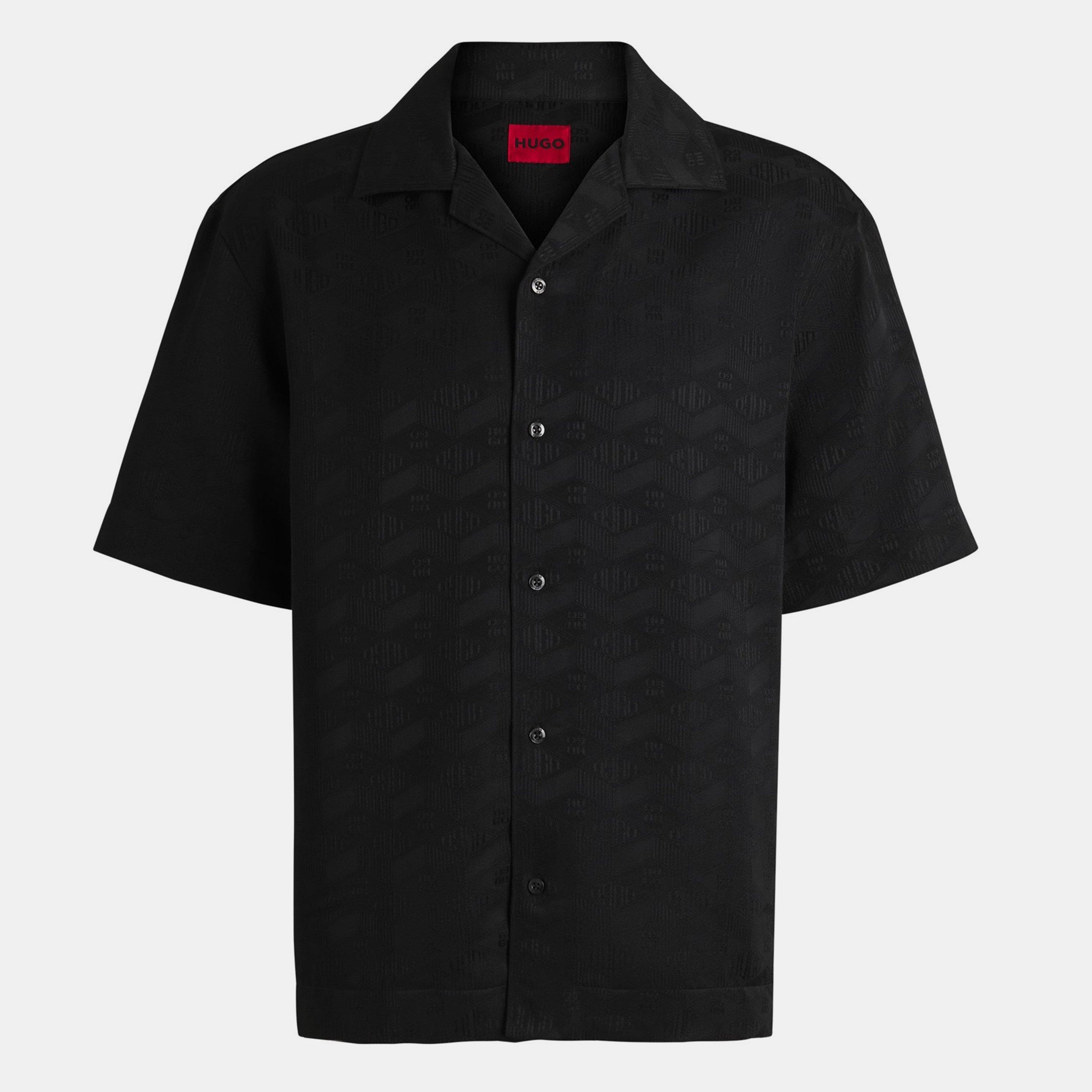 Black 001 - Hugo - Men's Espino Short-Sleeve Patterned Shirt - 1