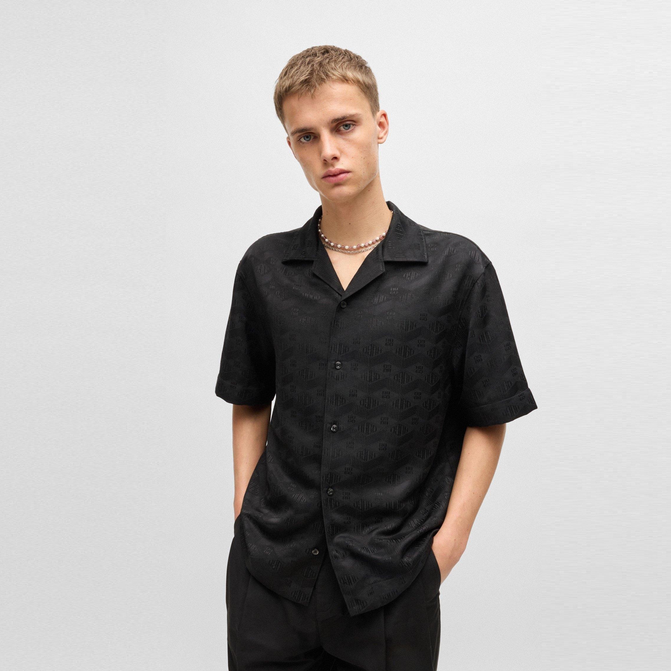 Black 001 - Hugo - Men's Espino Short-Sleeve Patterned Shirt - 2