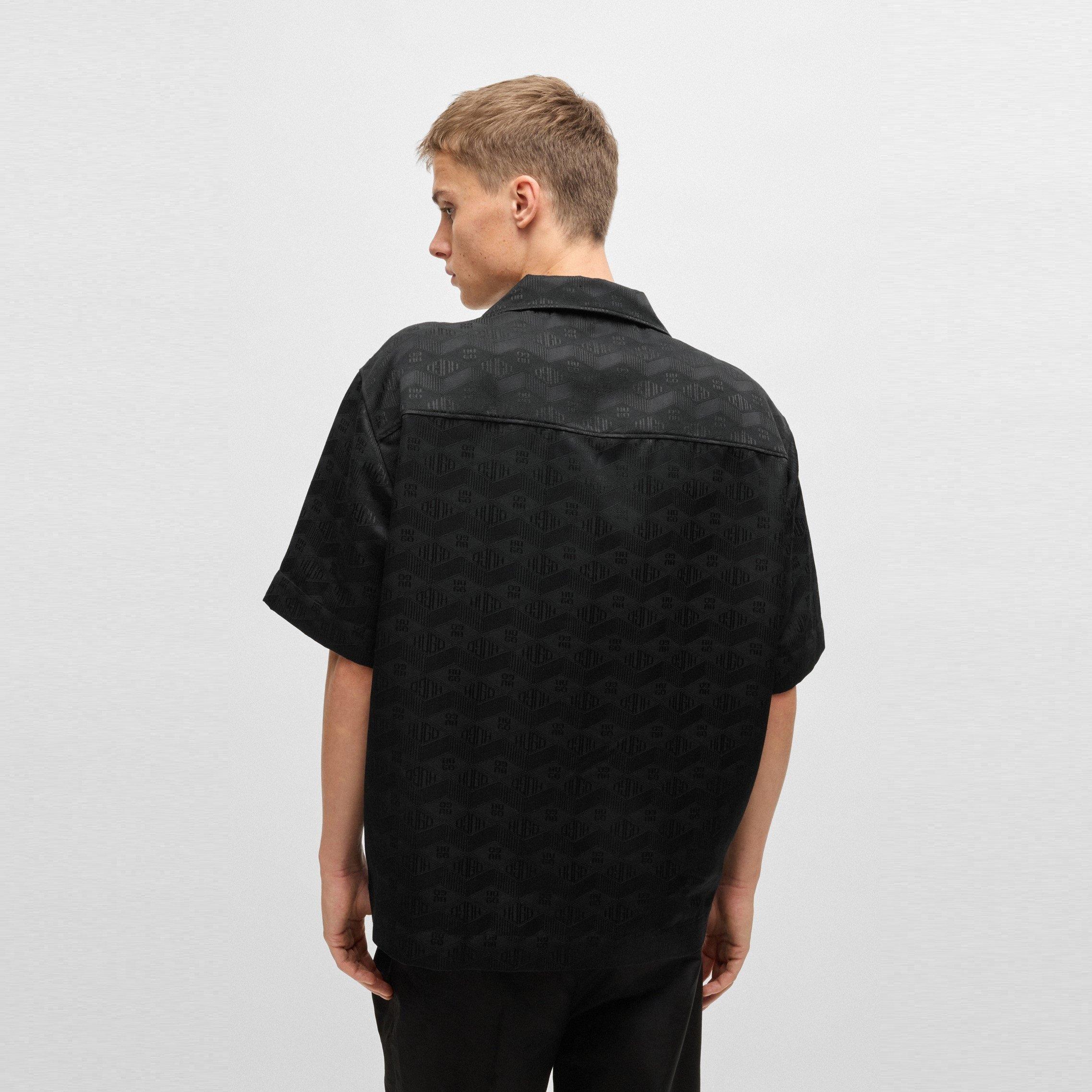 Black 001 - Hugo - Men's Espino Short-Sleeve Patterned Shirt - 3
