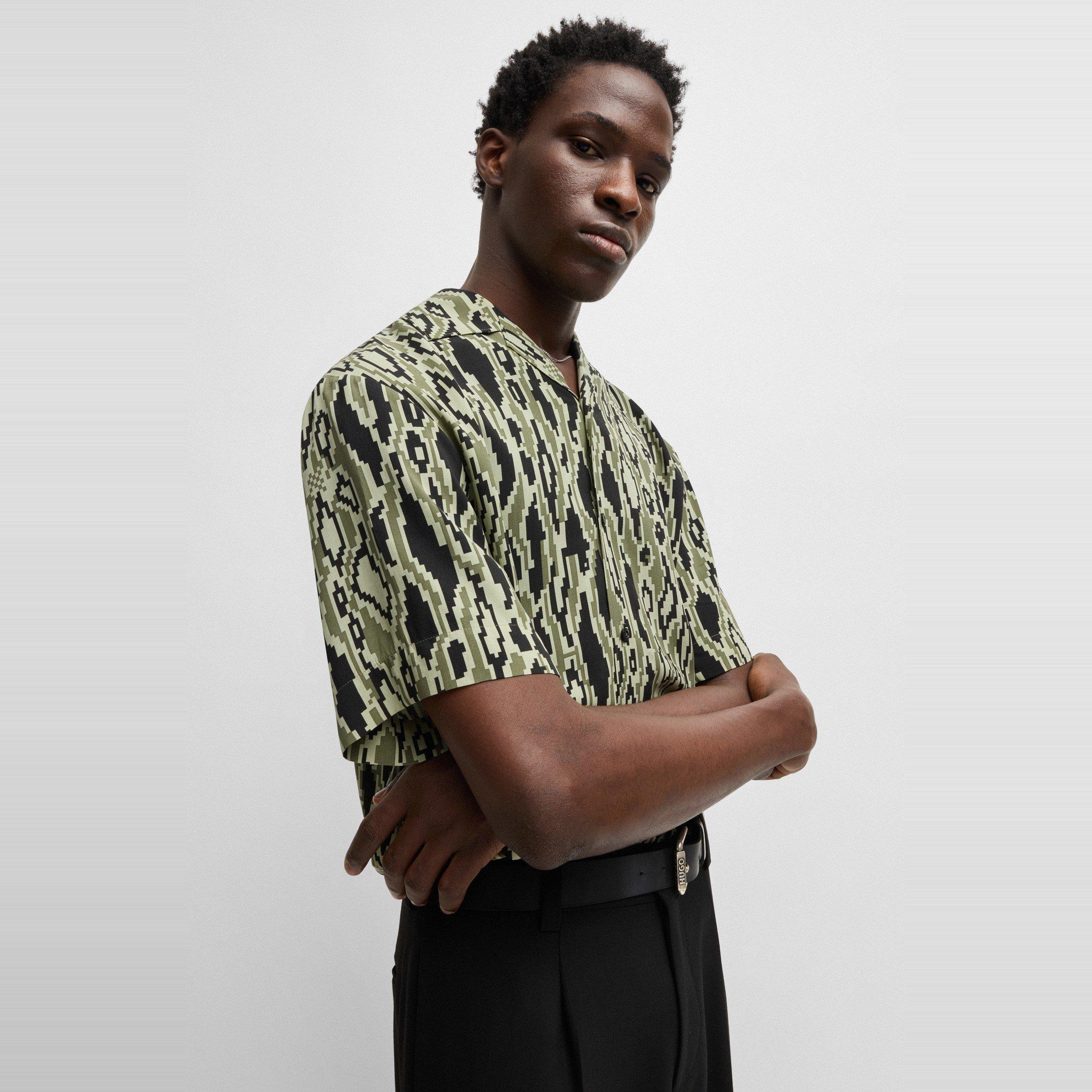 Open Green 391 - Hugo - Men's Espino Short-Sleeve Patterned Shirt - 4