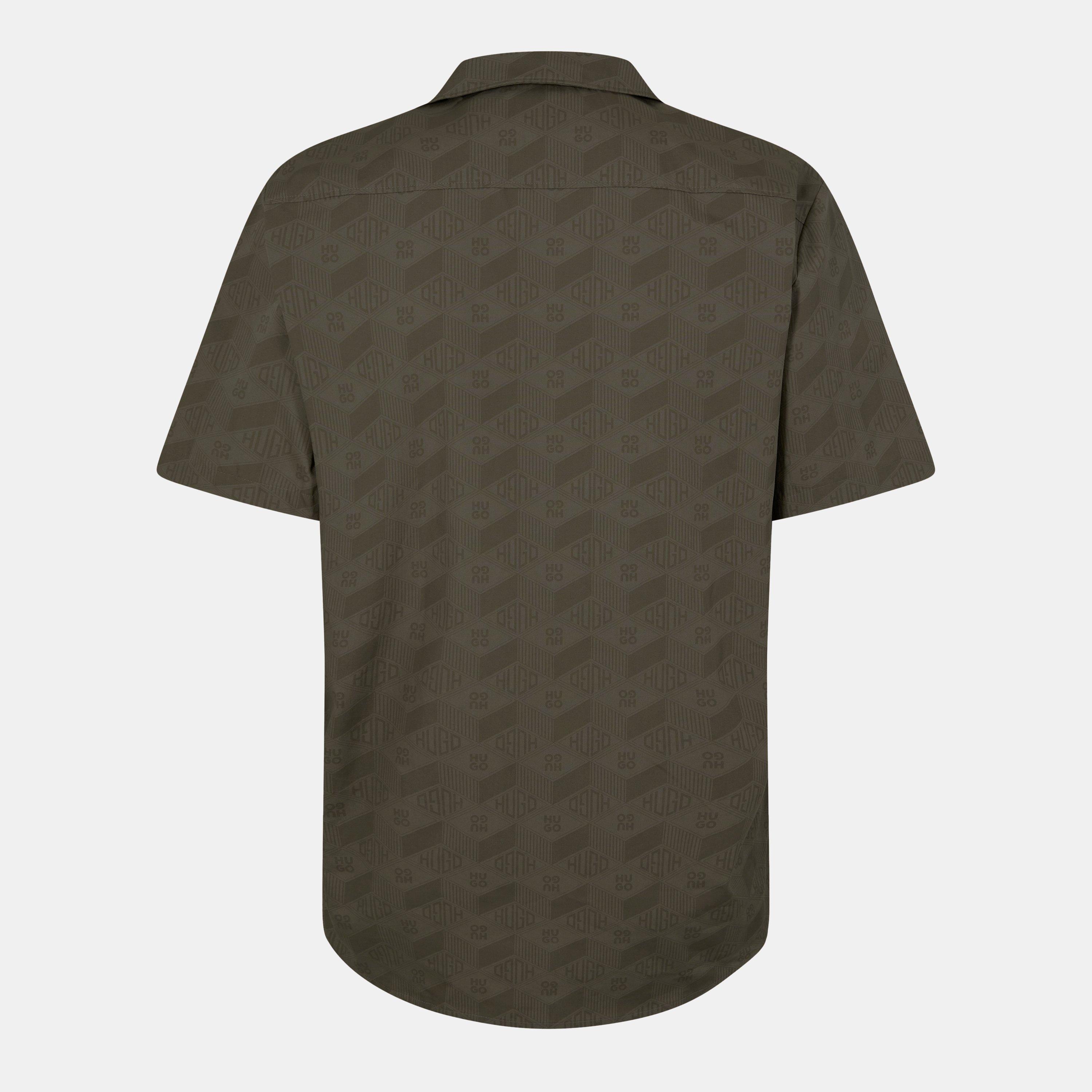 Med Brown 219 - Hugo - Ellino Short Sleeve Bowling Shirt - 2