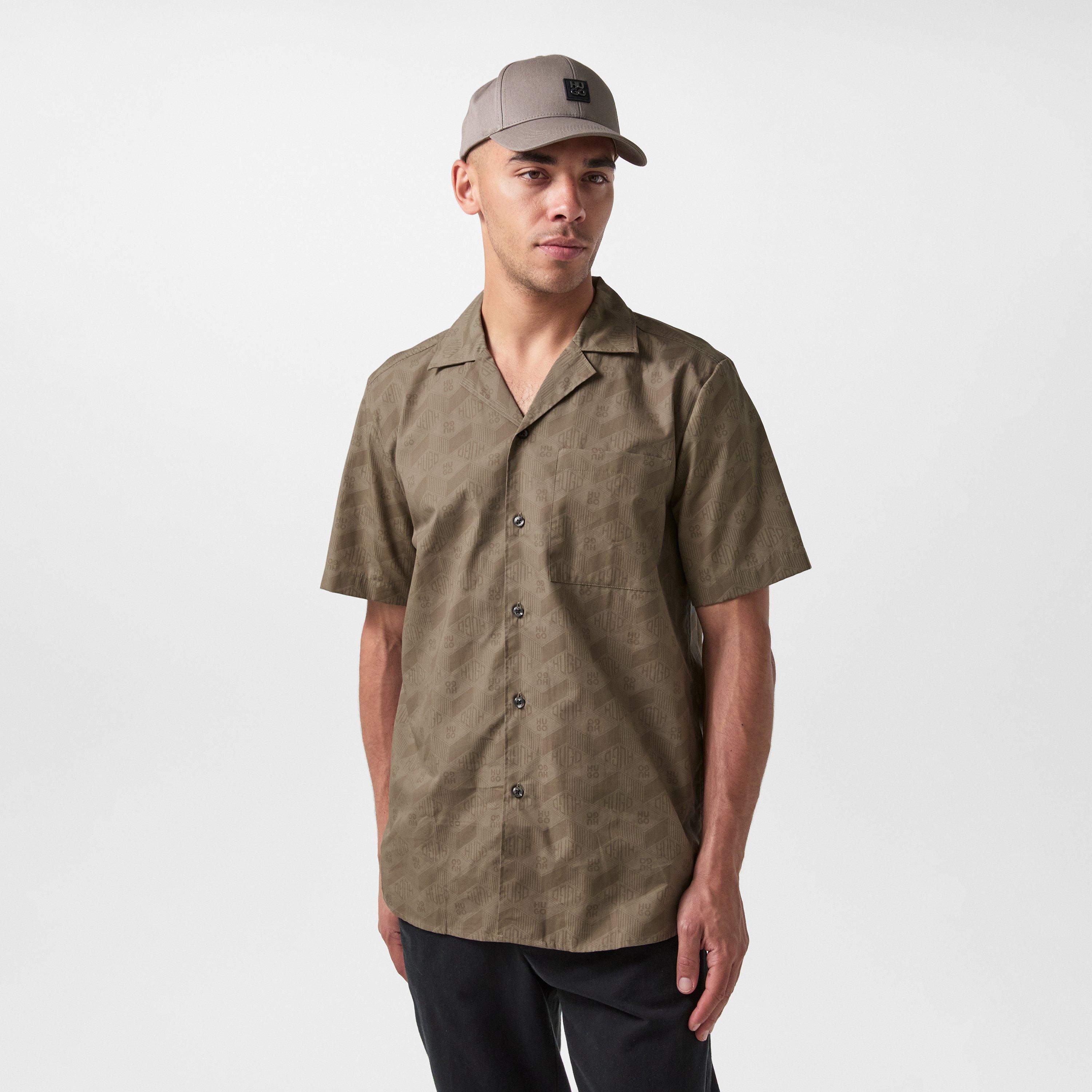 Med Brown 219 - Hugo - Ellino Short Sleeve Bowling Shirt - 3