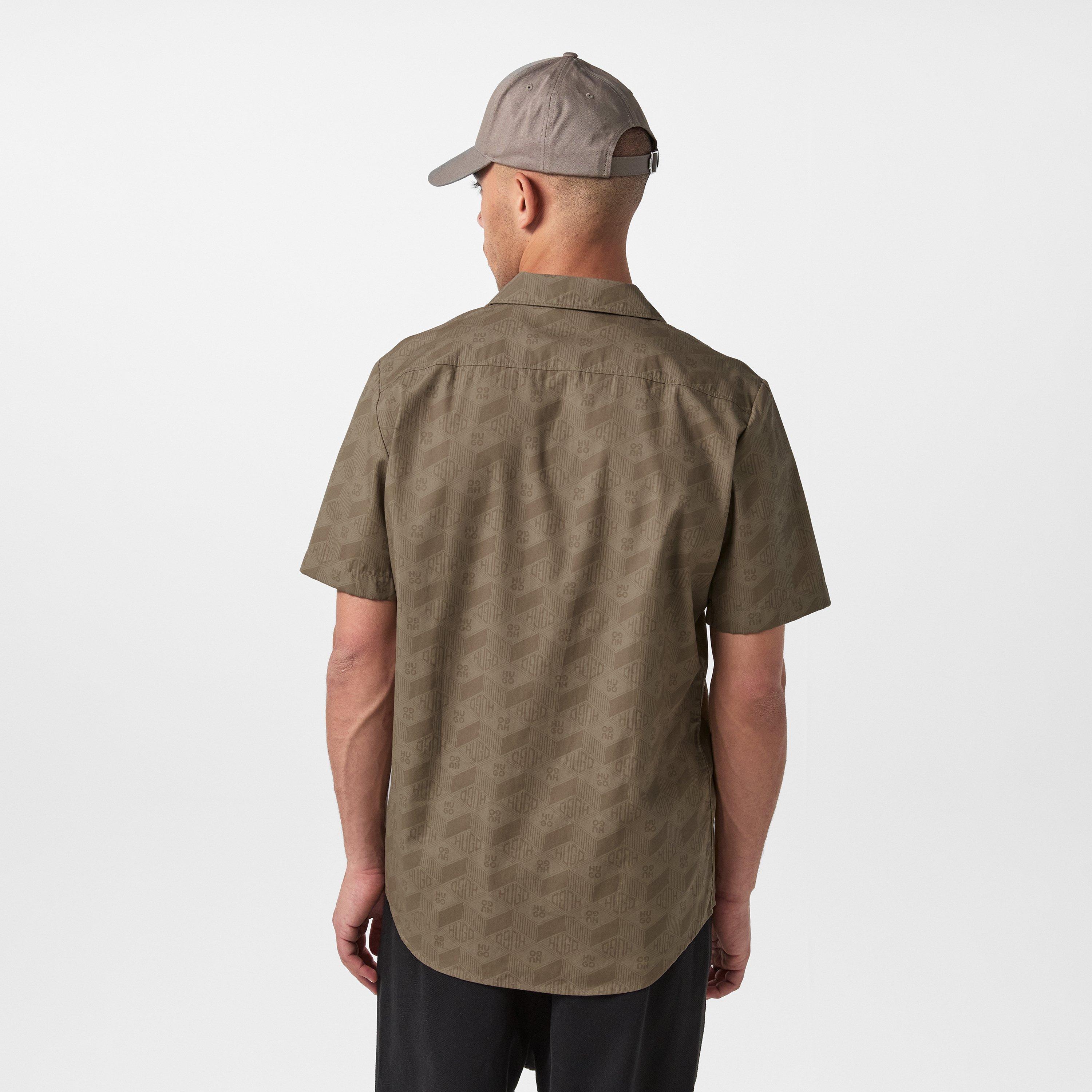 Med Brown 219 - Hugo - Ellino Short Sleeve Bowling Shirt - 4