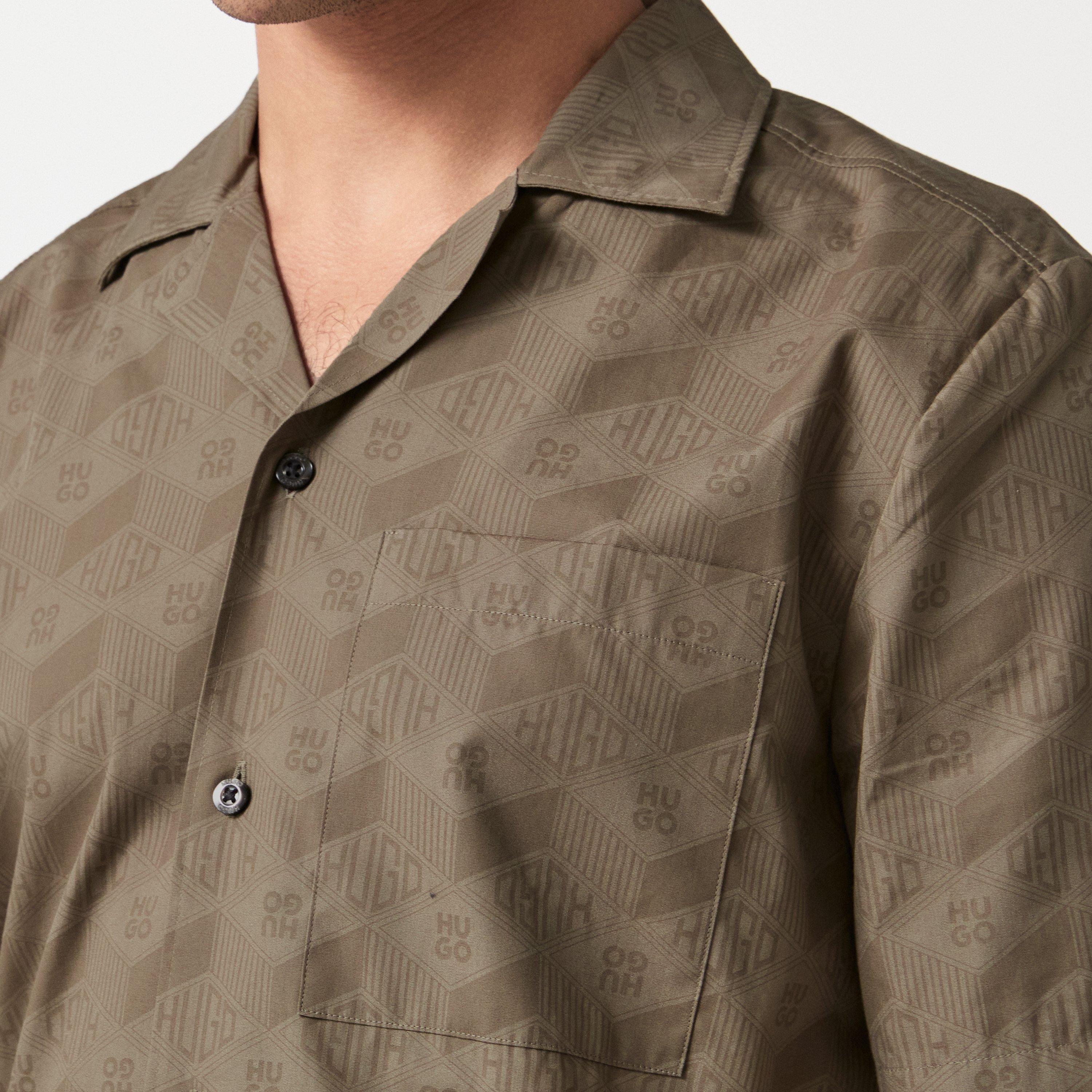 Med Brown 219 - Hugo - Ellino Short Sleeve Bowling Shirt - 5