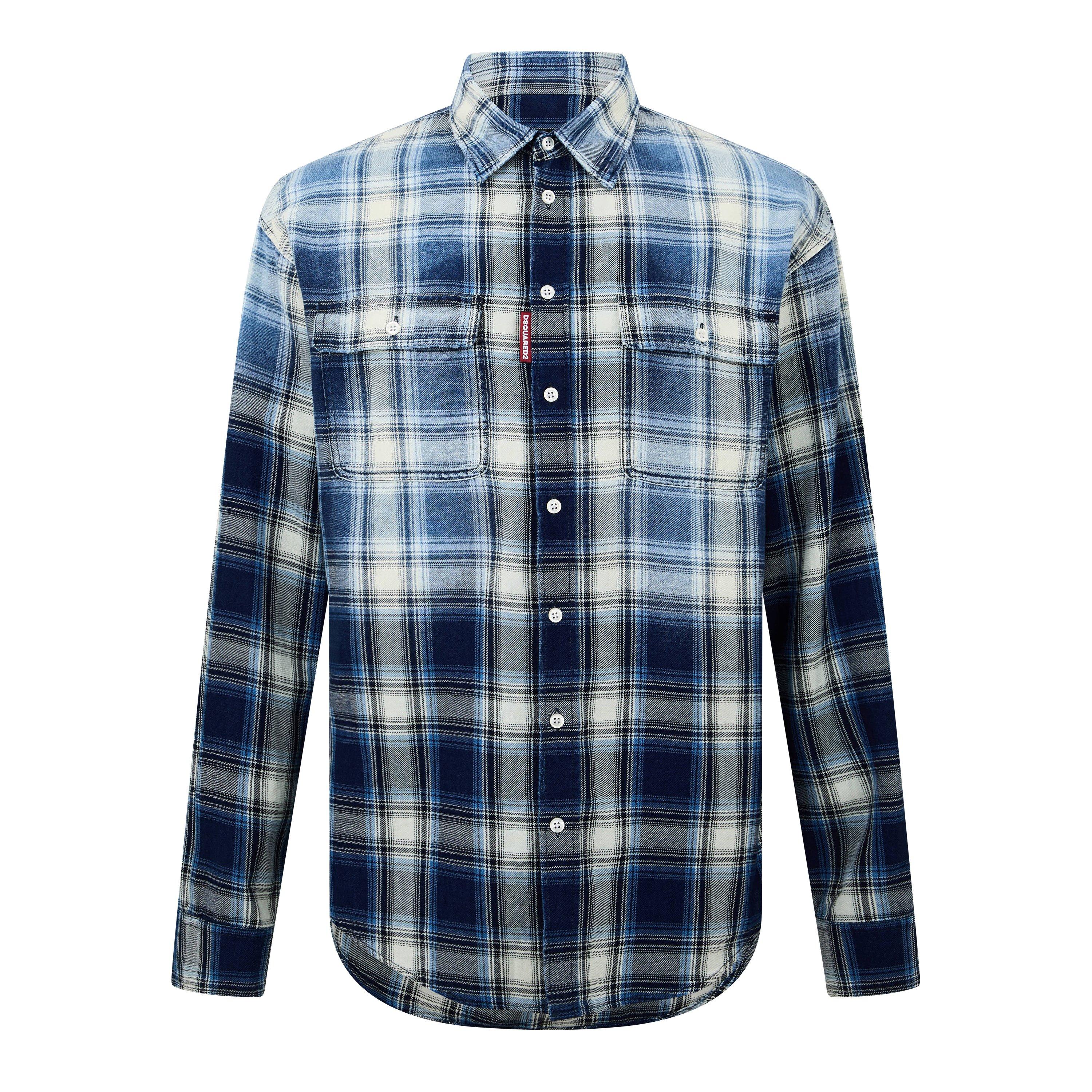 Dsquared2 Men's Blue Check Checkered Cotton Shirt - M
