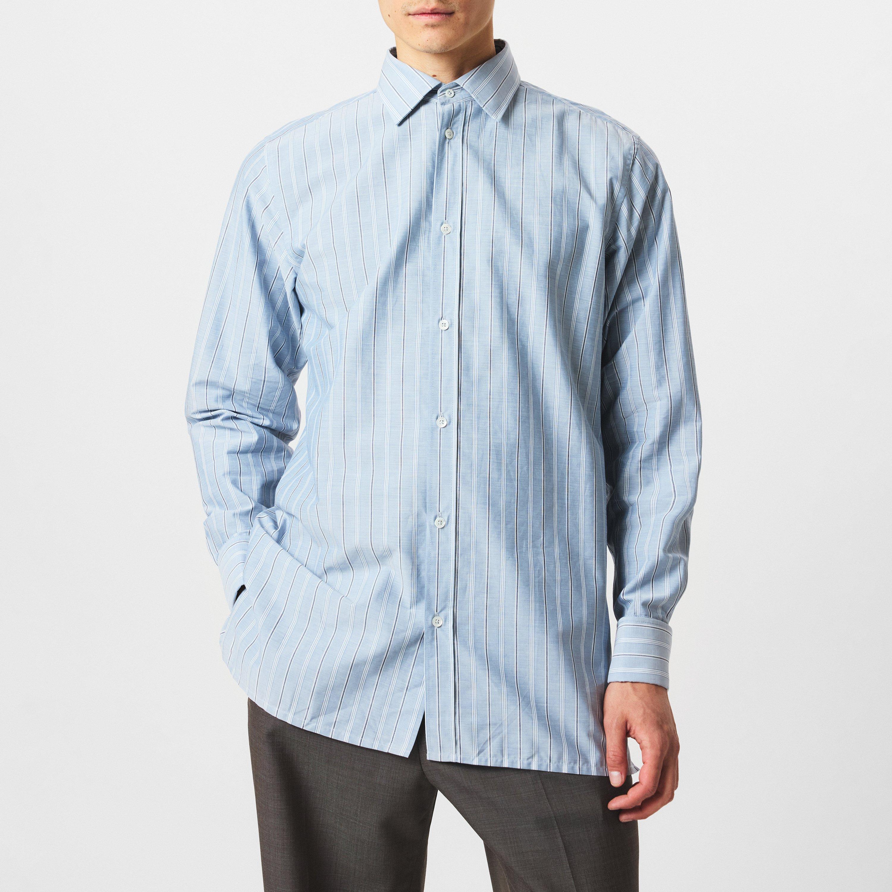Blue - Maison Margiela - Men's Long-Sleeve Stripe Patterned Shirt - 3