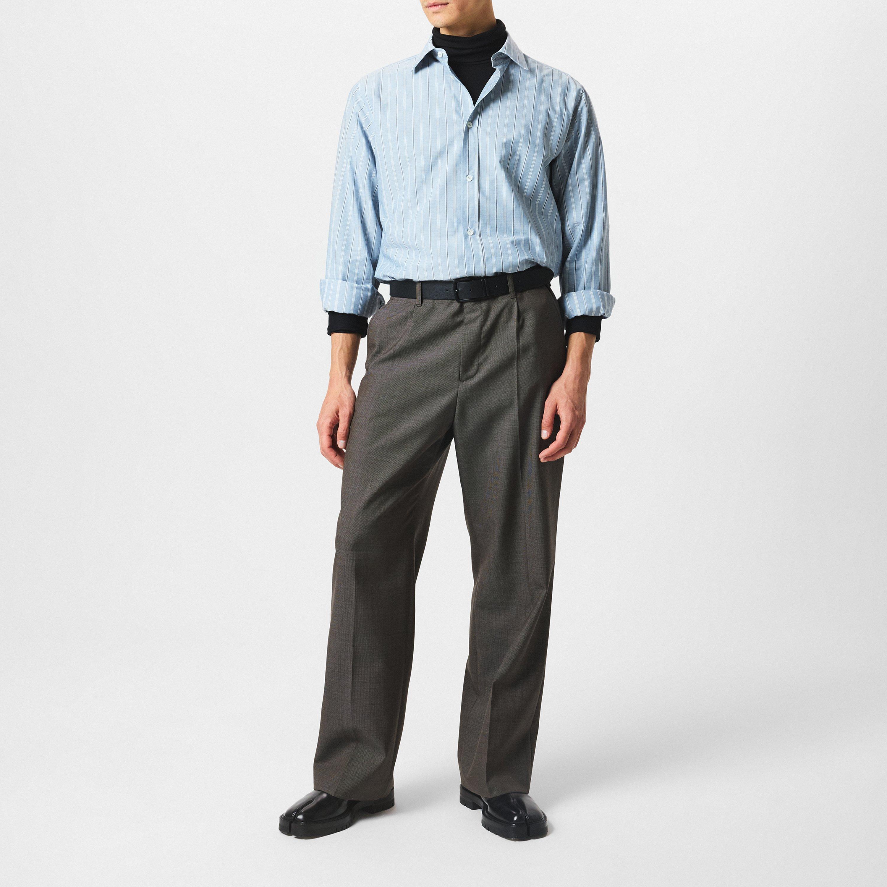 Blue - Maison Margiela - Men's Long-Sleeve Stripe Patterned Shirt - 6