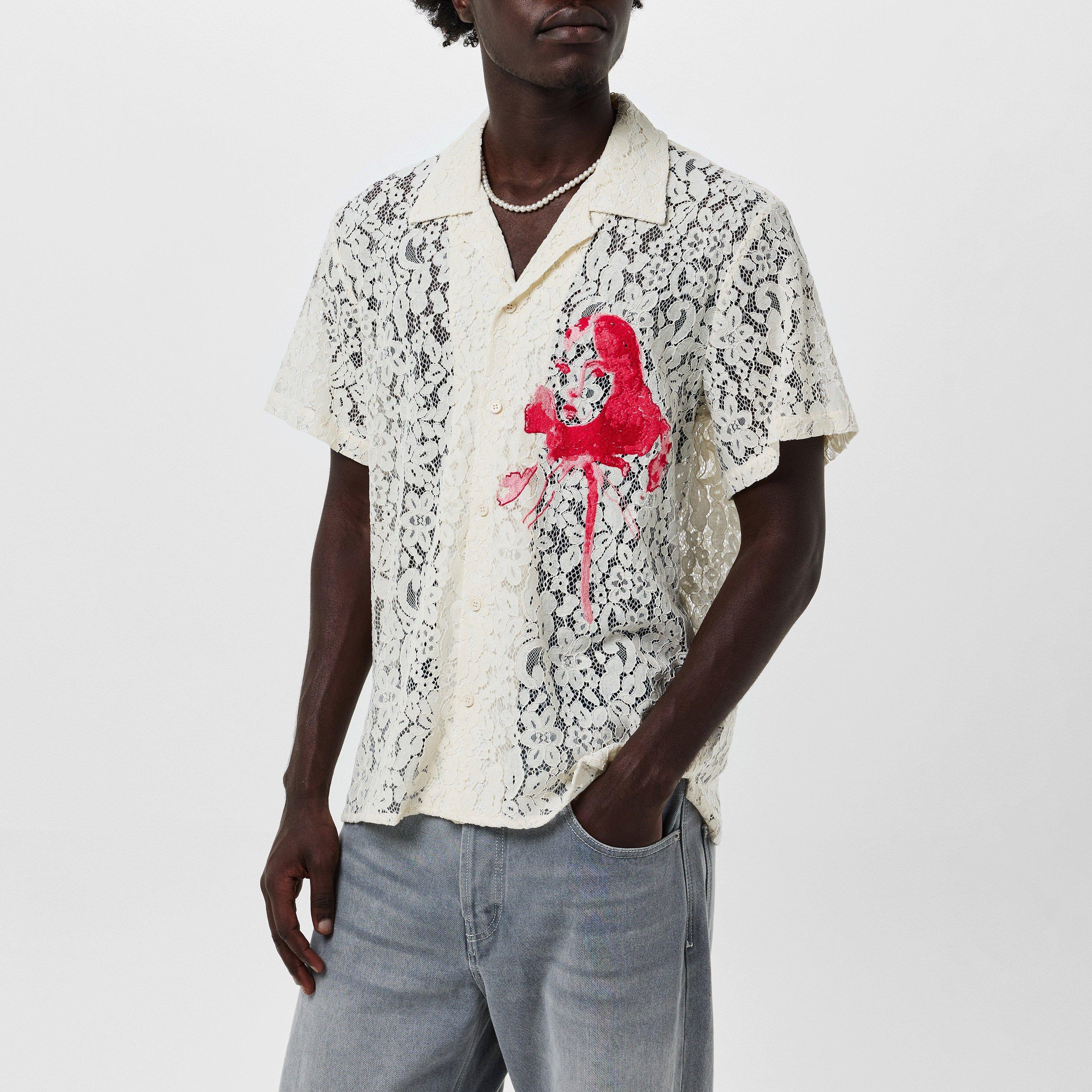 Cream - KidSuper Studios - Men's Short-Sleeve Patterned Shirt - 3