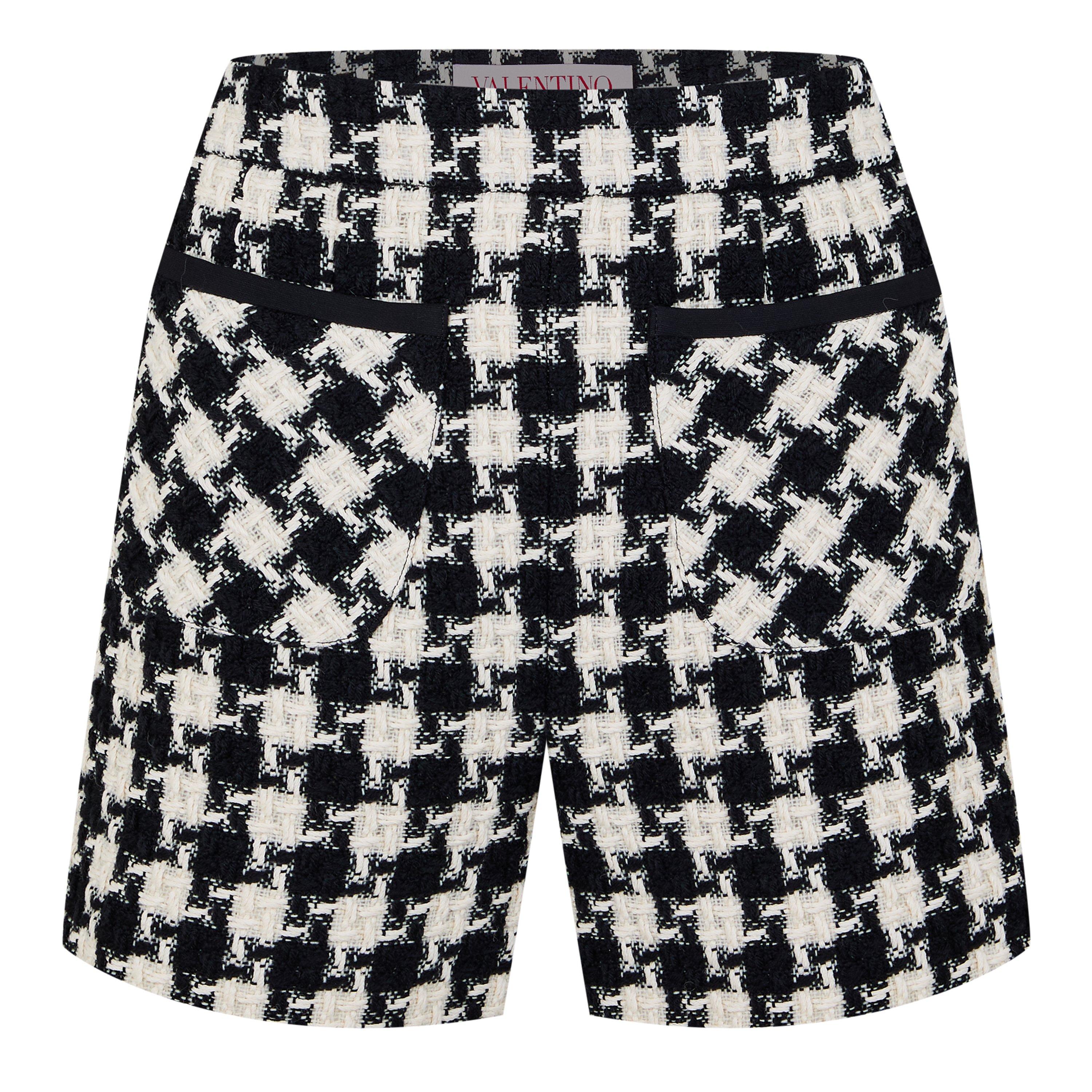 Avorio/Nero - Valentino - Damier Light Tweed Shorts - 1