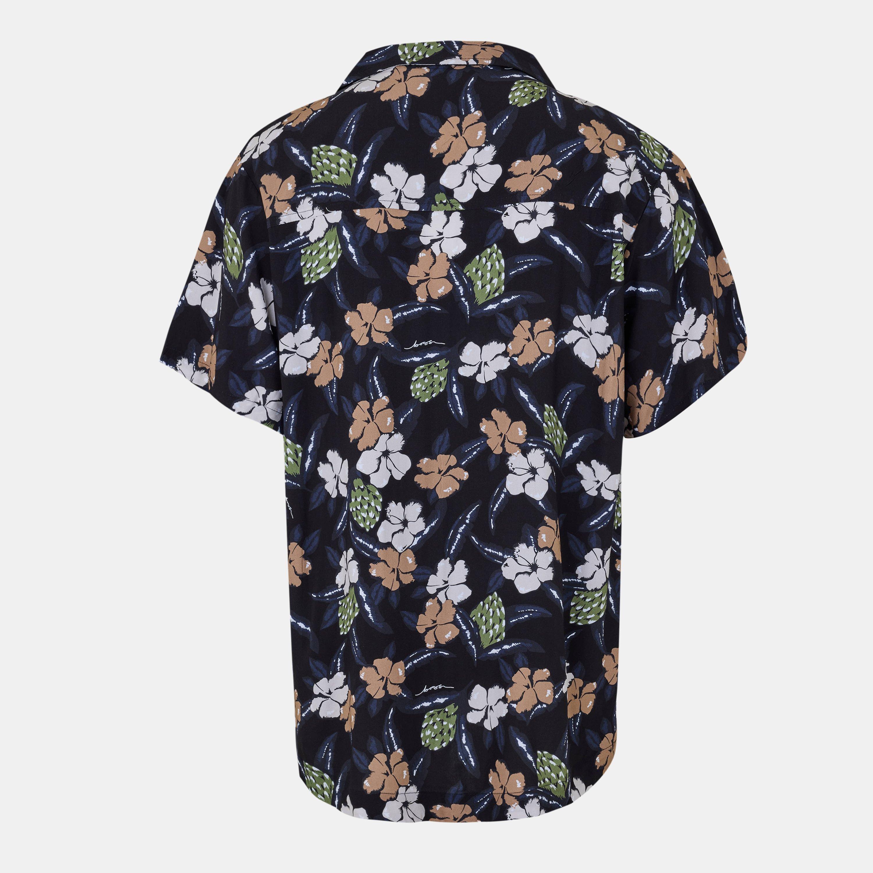 Black 003 - Boss - Men's BW Beach Shirt, Plain Short-Sleeve - 2