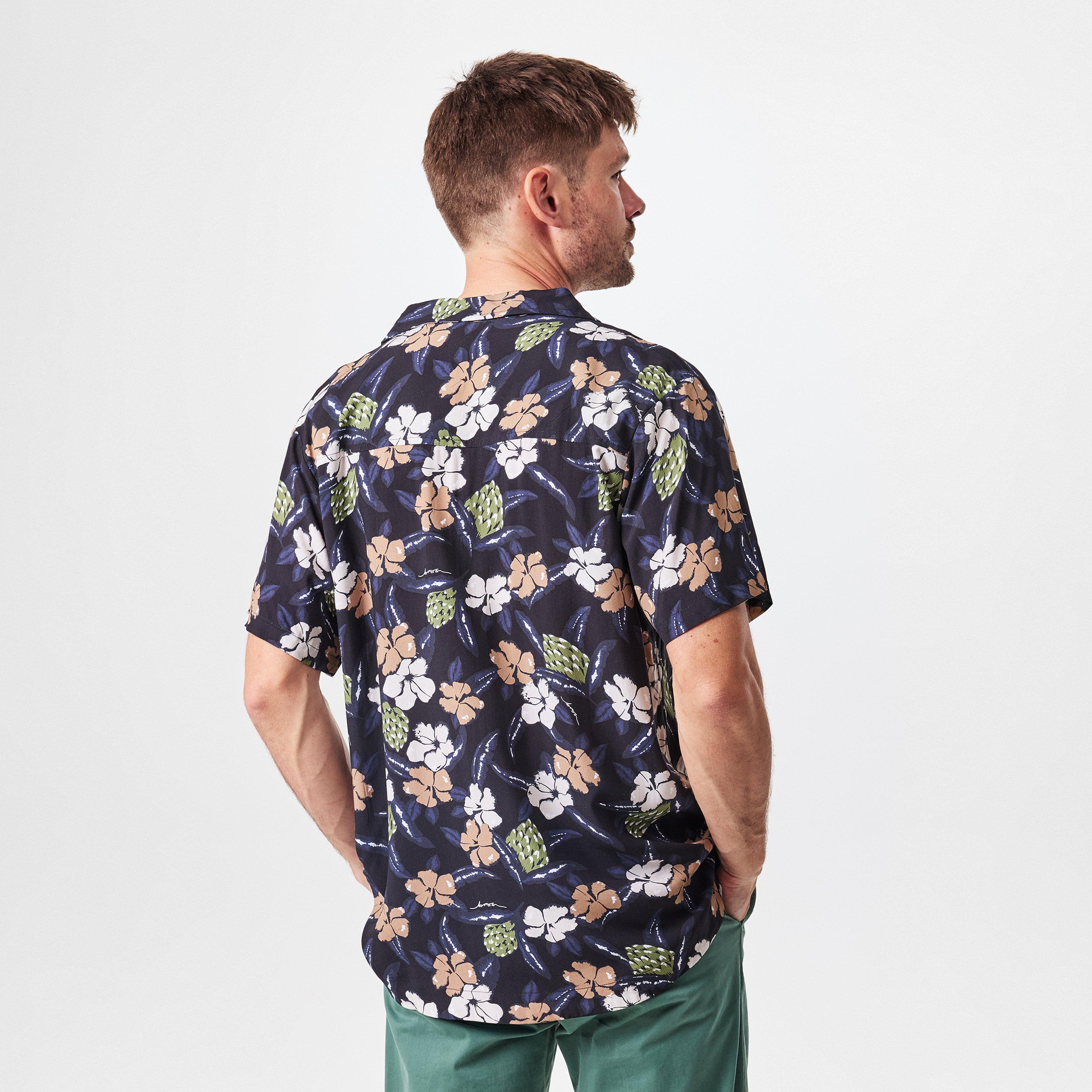 Black 003 - Boss - Men's BW Beach Shirt, Plain Short-Sleeve - 4