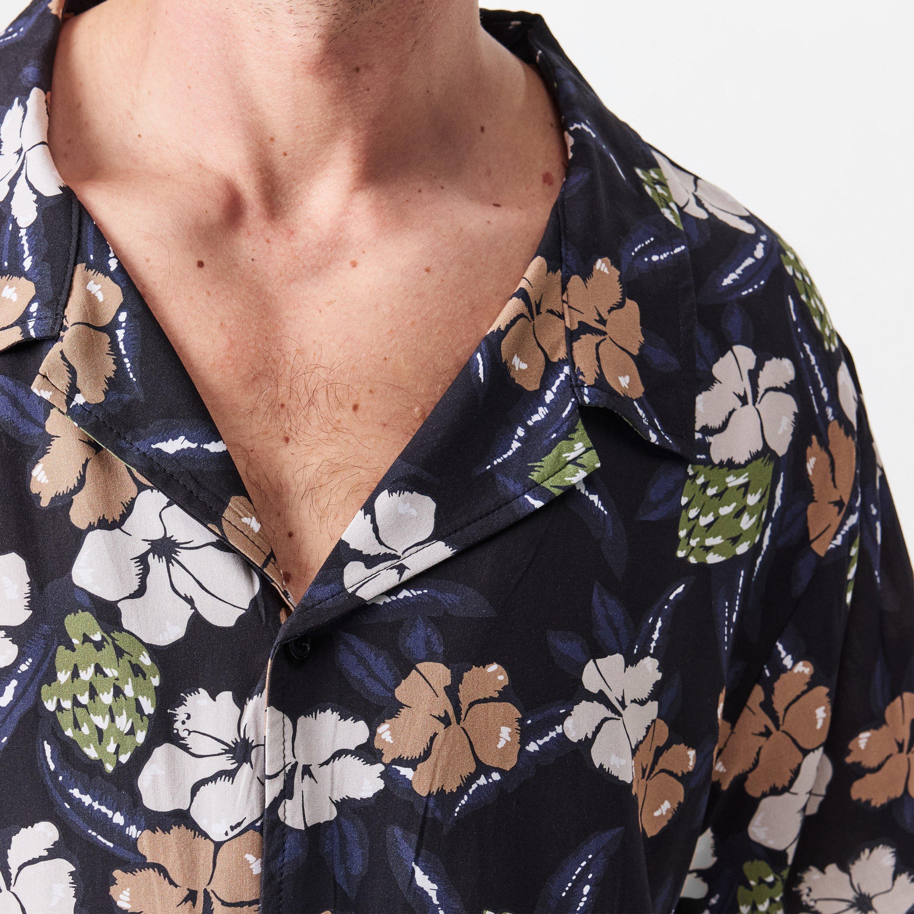 Black 003 - Boss - Men's BW Beach Shirt, Plain Short-Sleeve - 5