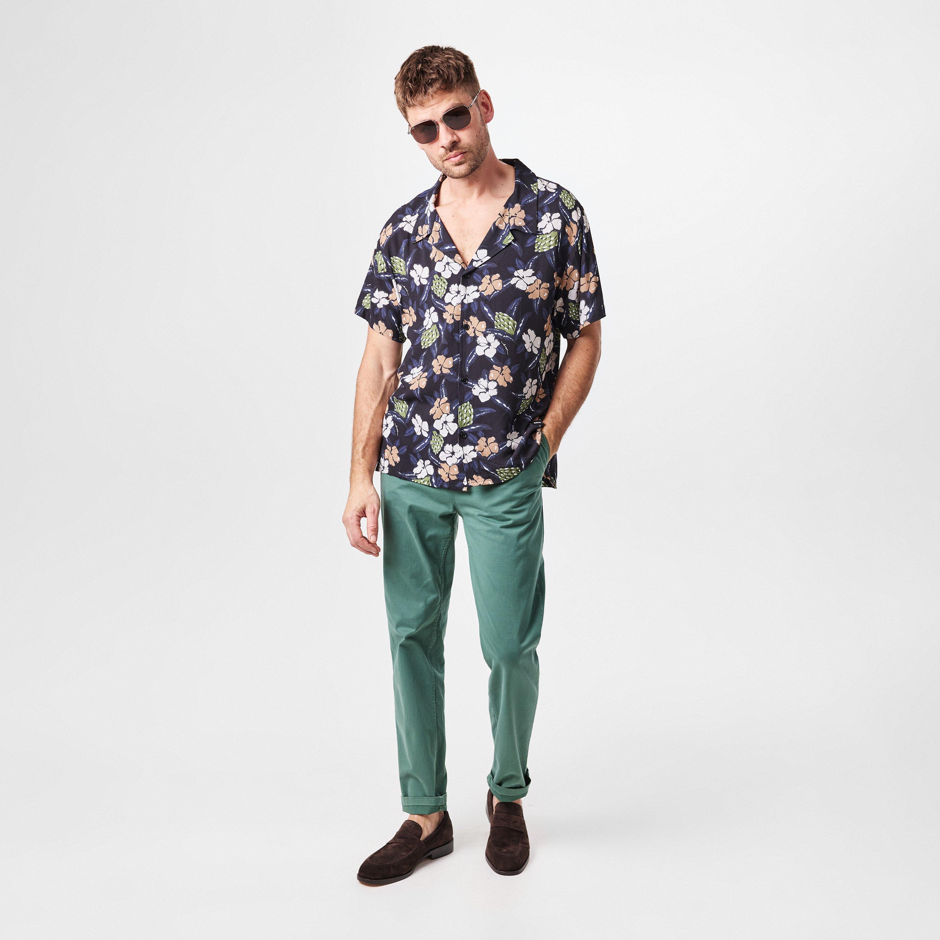 Black 003 - Boss - Men's BW Beach Shirt, Plain Short-Sleeve - 6