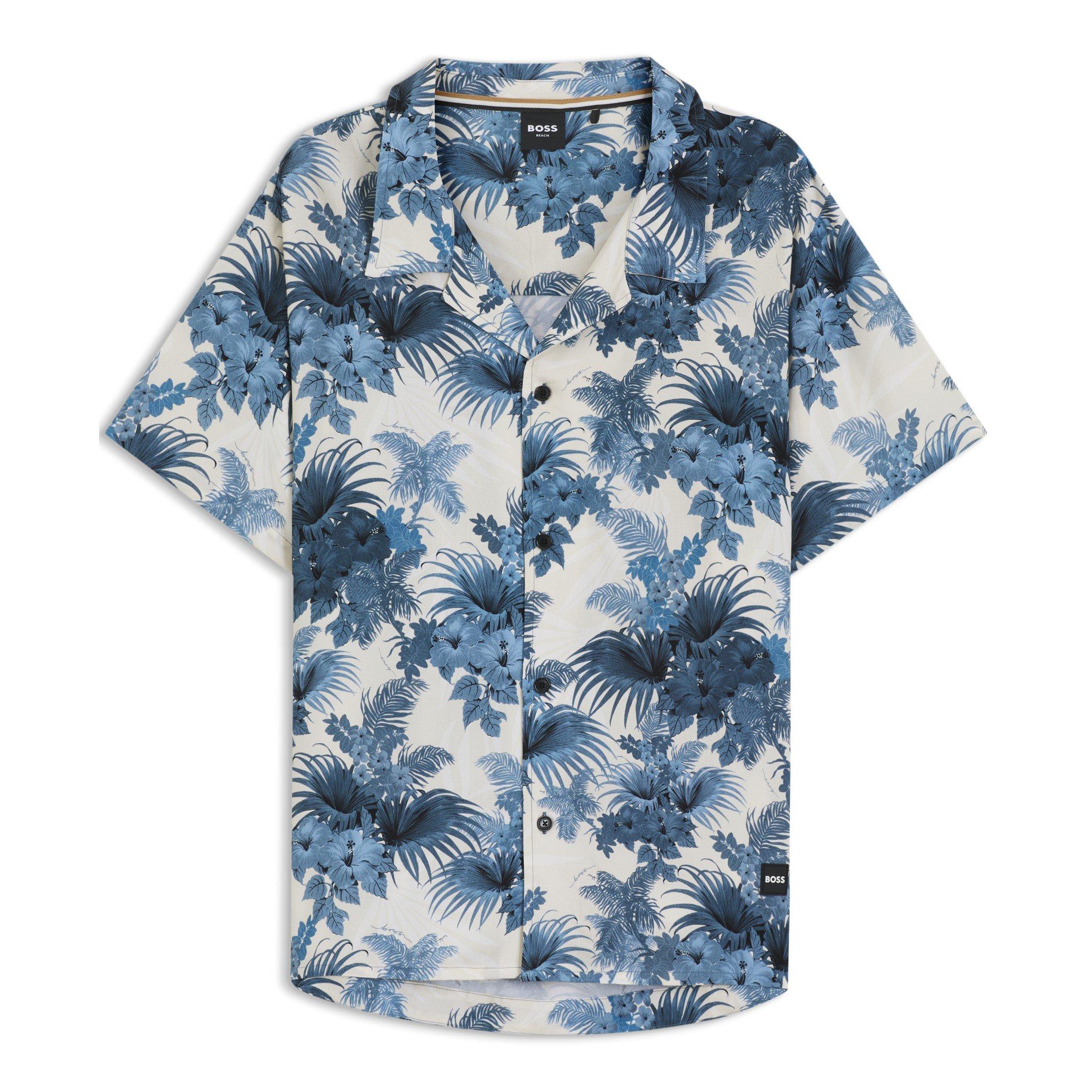 Open Blue 483 - Boss - Mens BOSS Bodywear Short Sleeve Beach Shirt