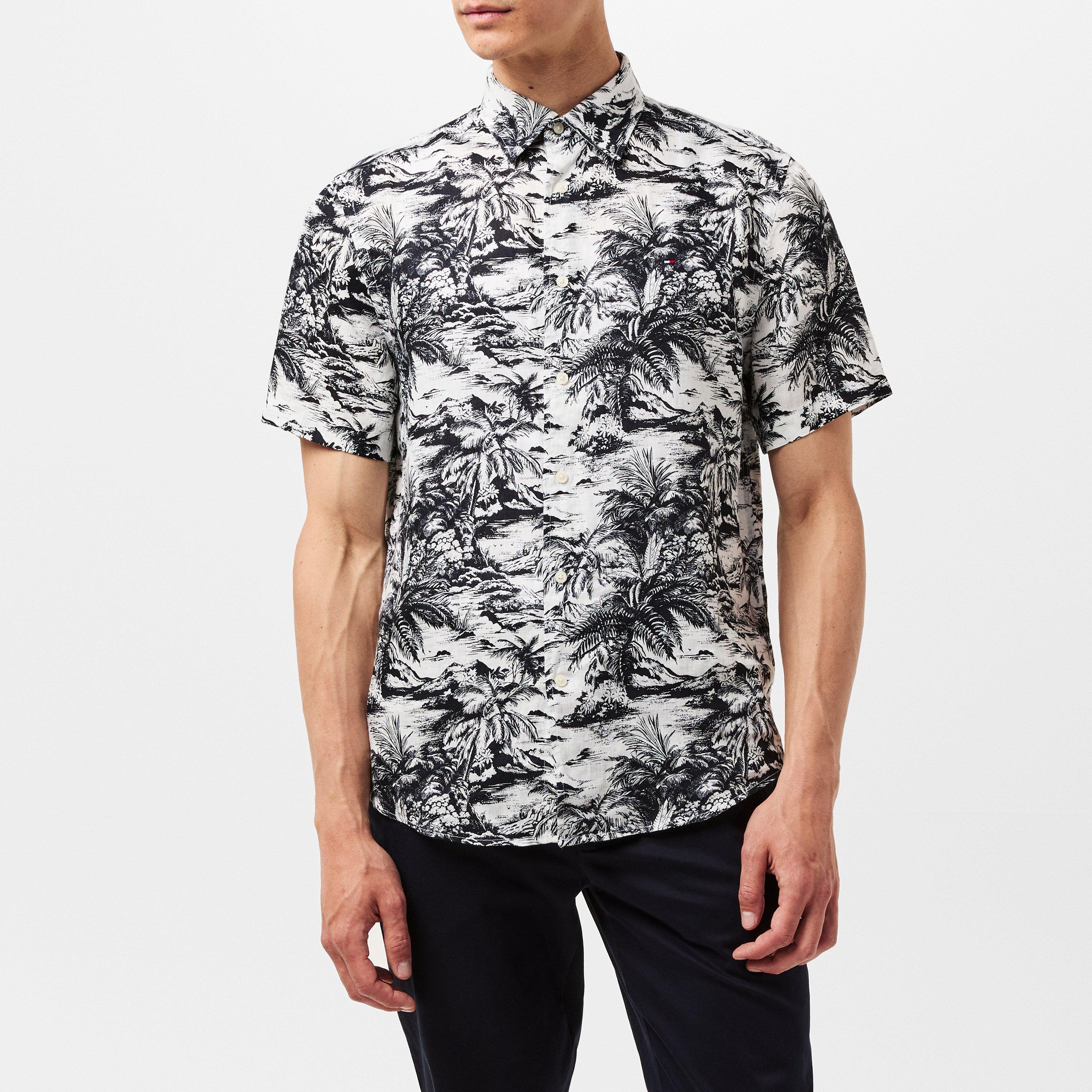 Desert Sky - Tommy Hilfiger - Men's Linen Vacation Short-Sleeve Patterned Shirt - 3