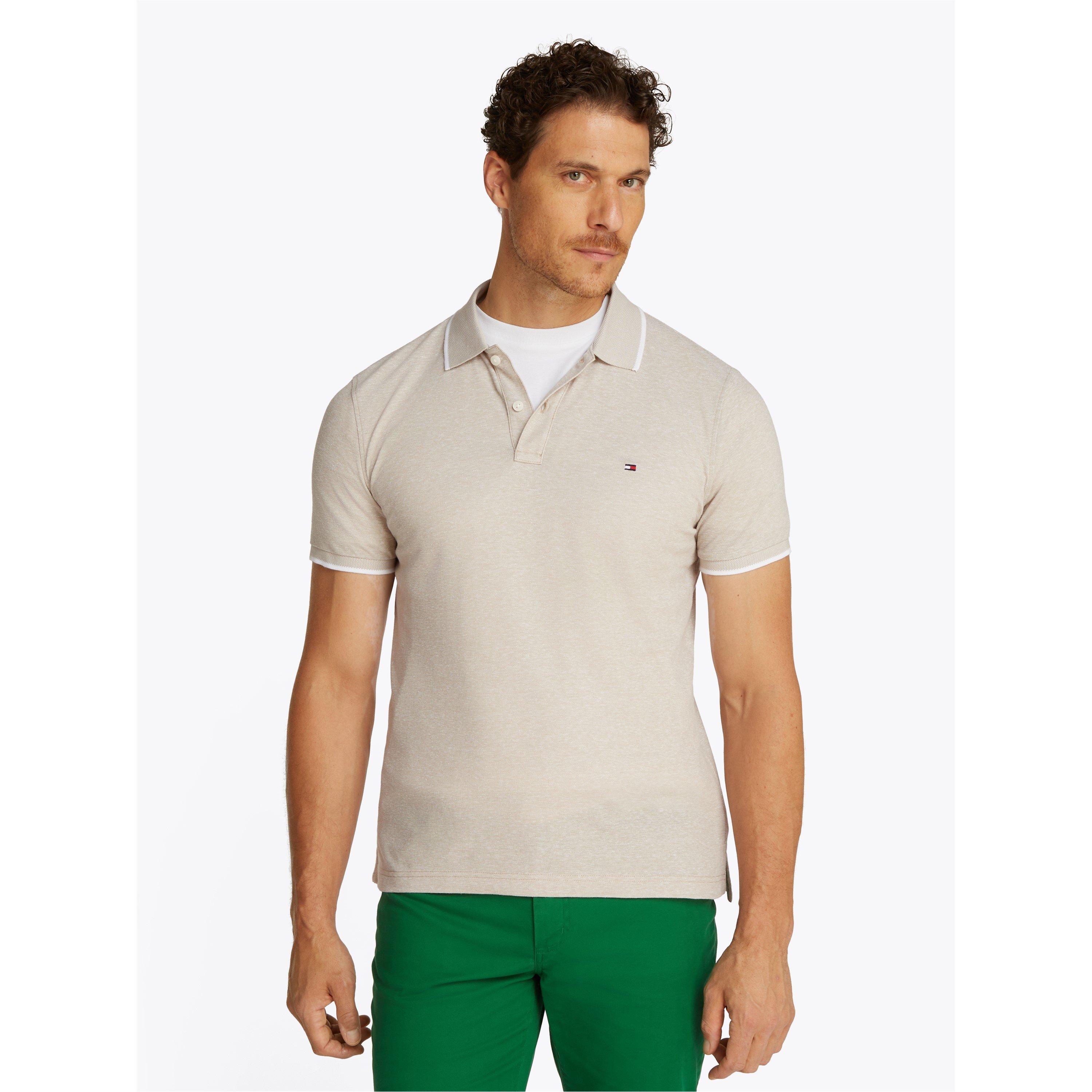 Sandalwood - Tommy Hilfiger - Men's Linen Pique Short Sleeve Polo Shirt - 3