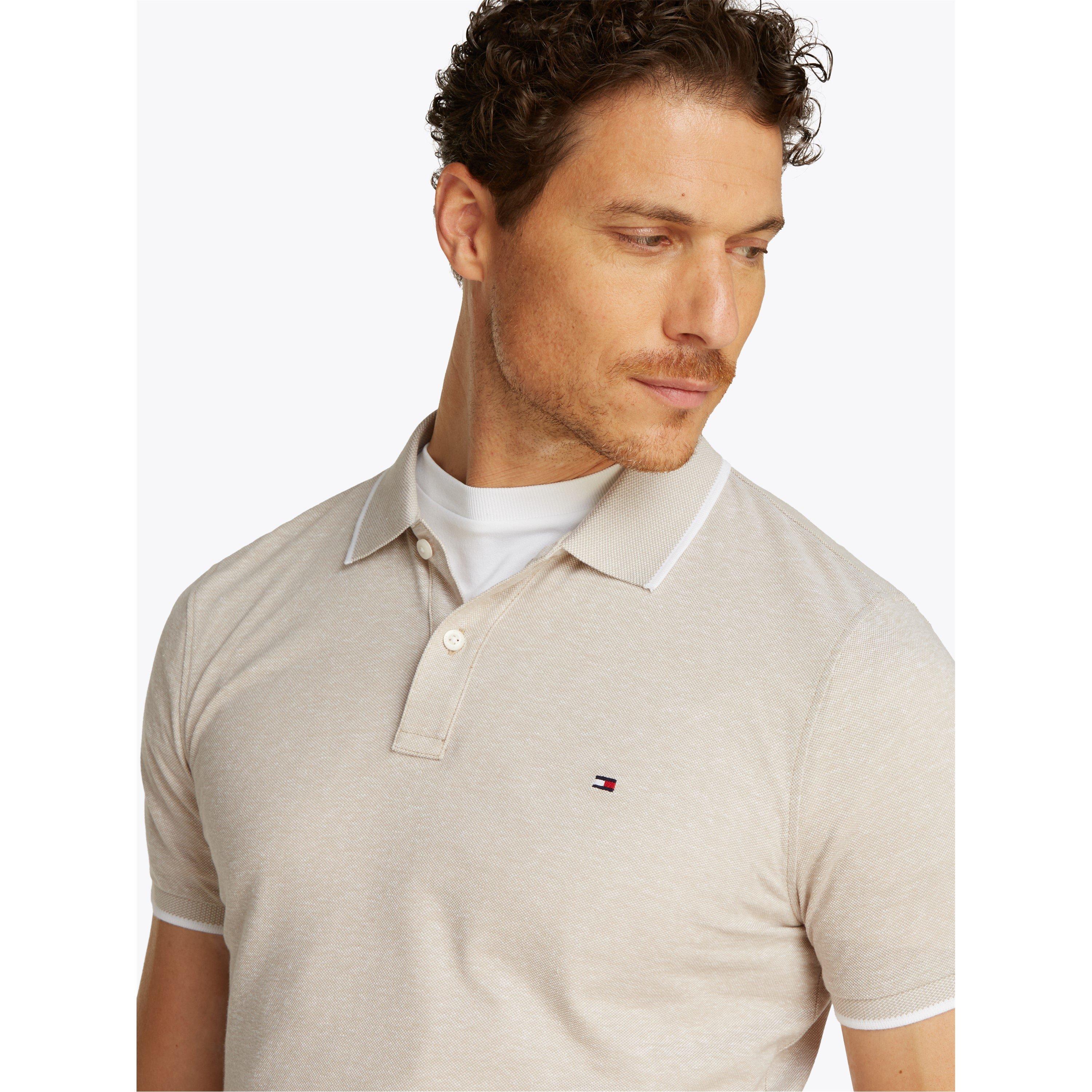 Sandalwood - Tommy Hilfiger - Men's Linen Pique Short Sleeve Polo Shirt - 4