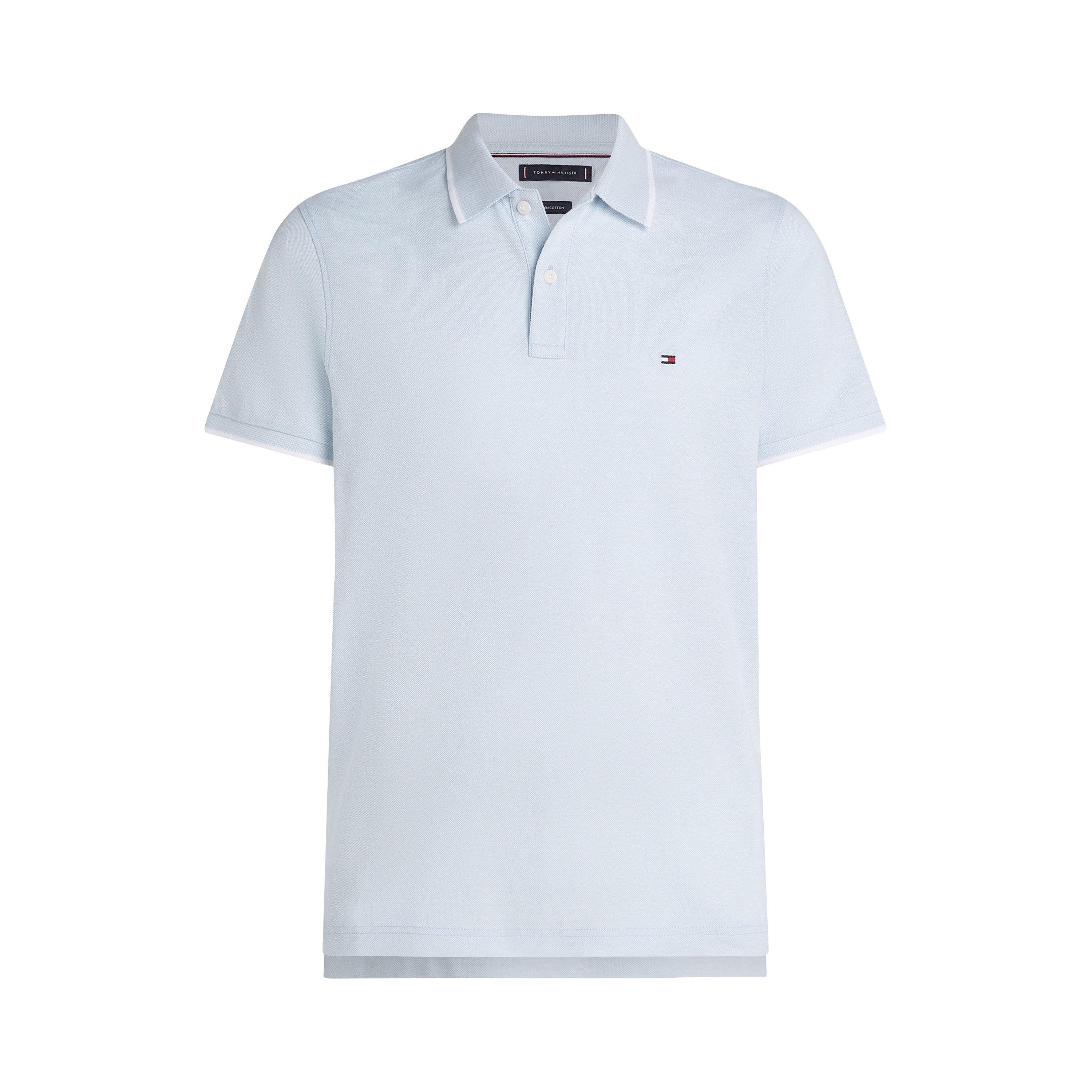 Breezy Blue - Tommy Hilfiger - Men's Linen Pique Short Sleeve Polo Shirt - 1