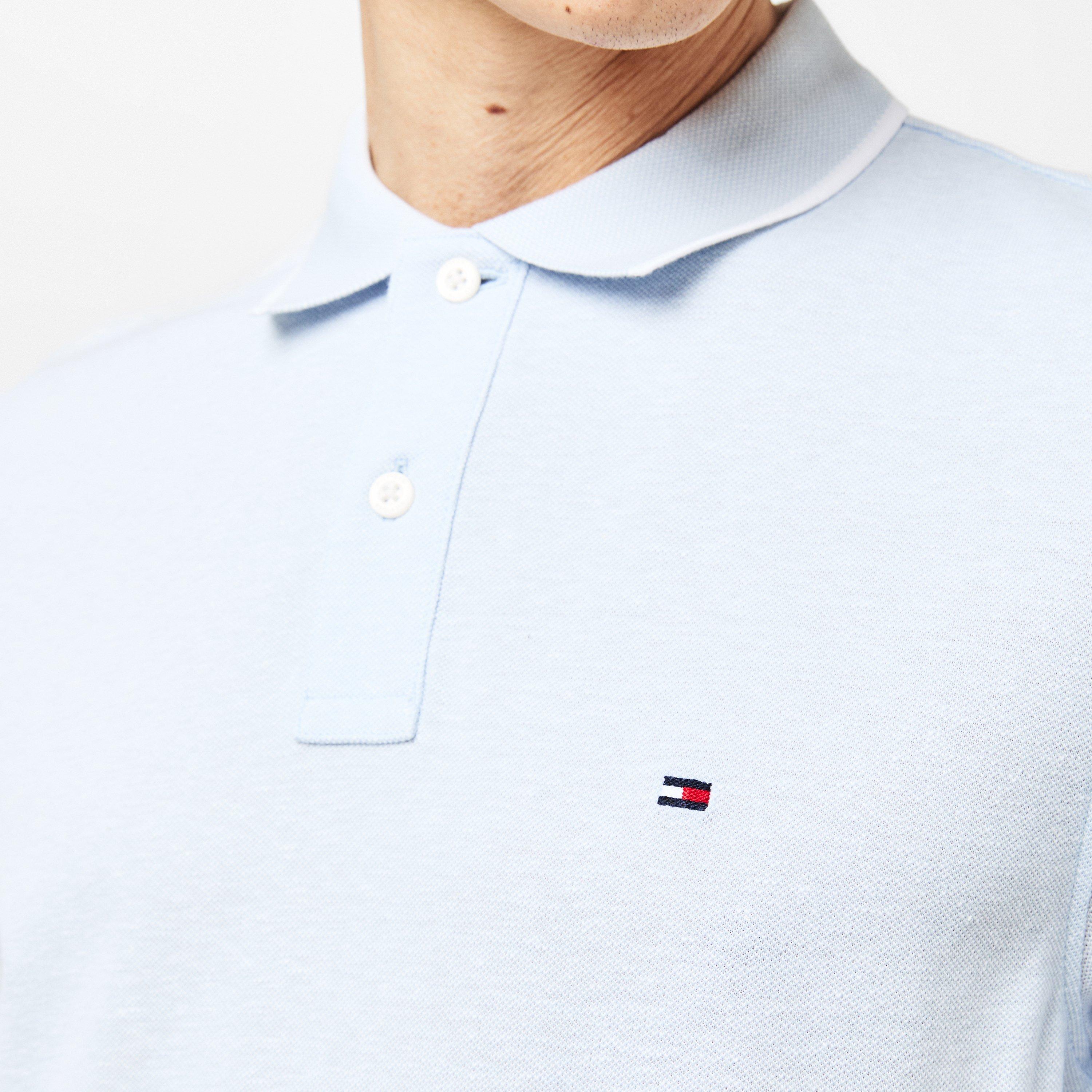 Breezy Blue - Tommy Hilfiger - Men's Linen Pique Regular Fit Short-Sleeve Polo Shirt - 5