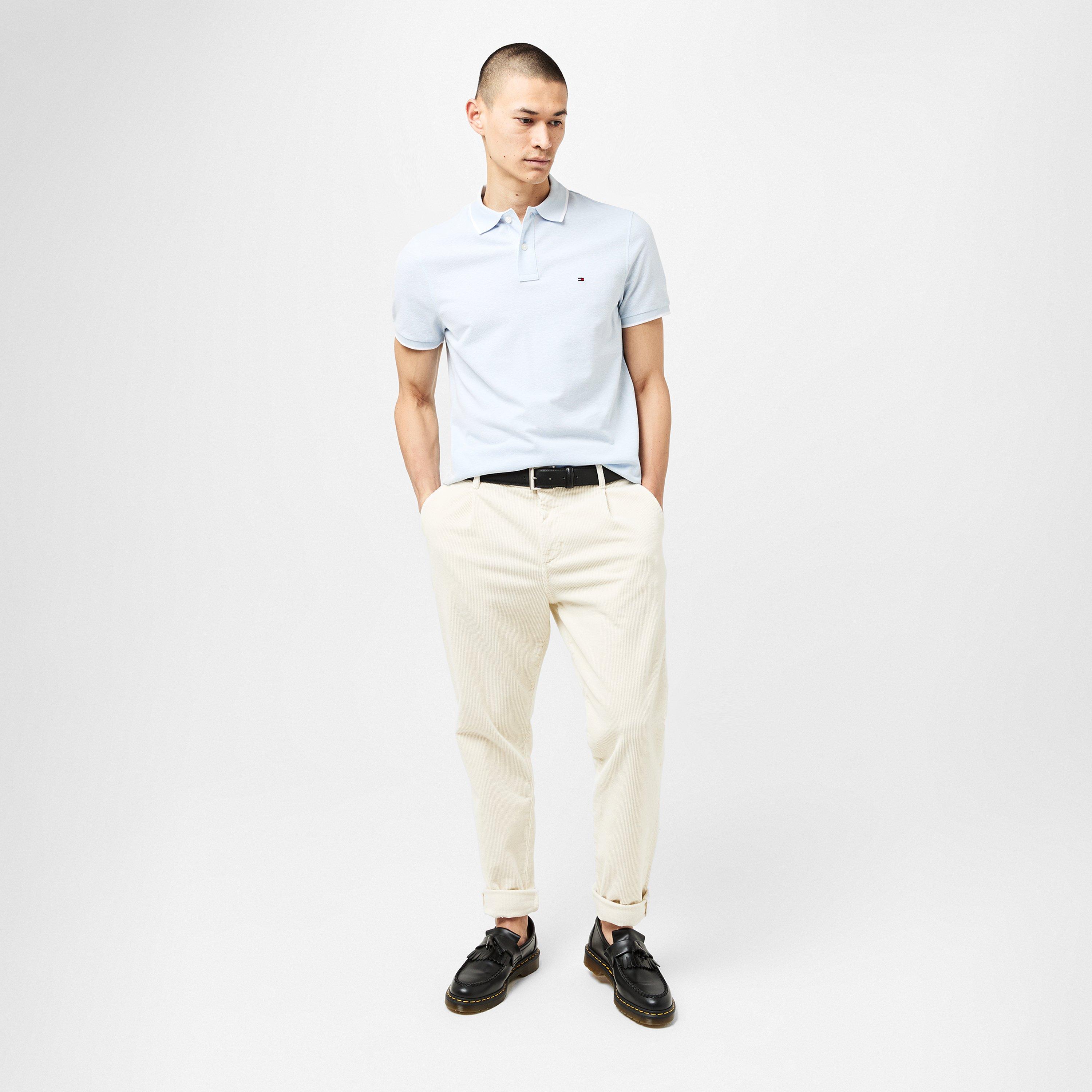 Breezy Blue - Tommy Hilfiger - Men's Linen Pique Regular Fit Short-Sleeve Polo Shirt - 6