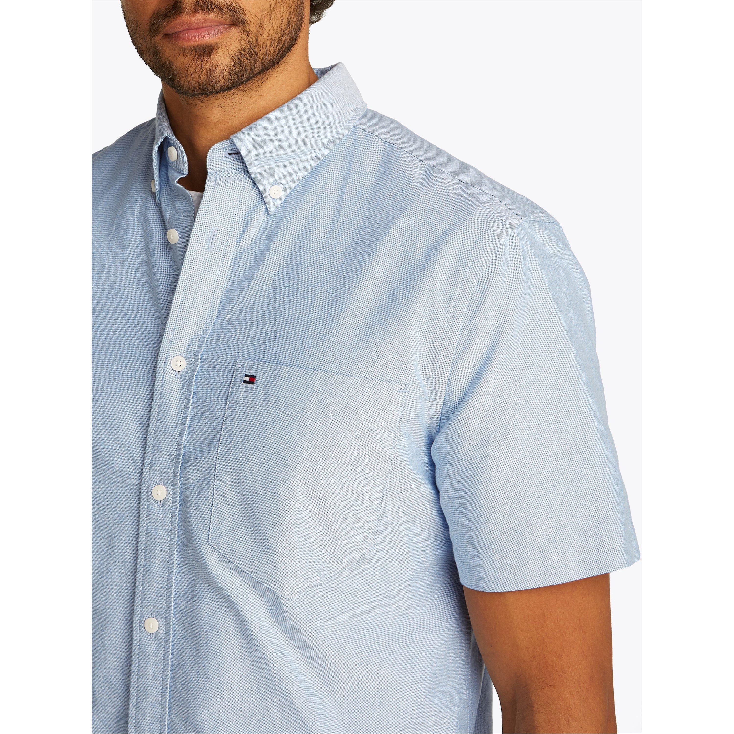 Blue - Tommy Hilfiger - Men's Heritage Oxford Short-Sleeve Plain Shirt - 4