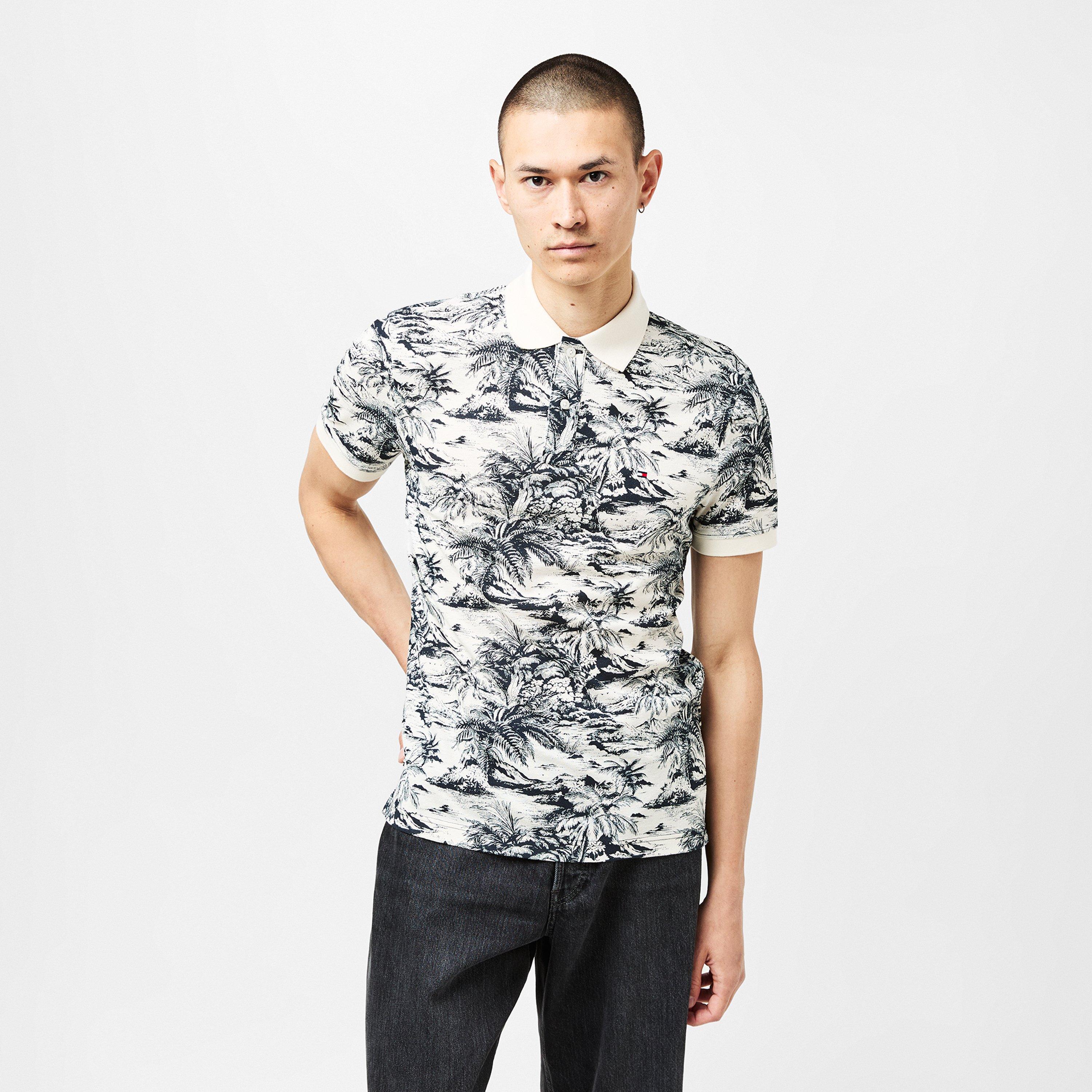 Desert Sky - Tommy Hilfiger - Men's All Over Print Linen Short-Sleeve Polo Shirt - 3