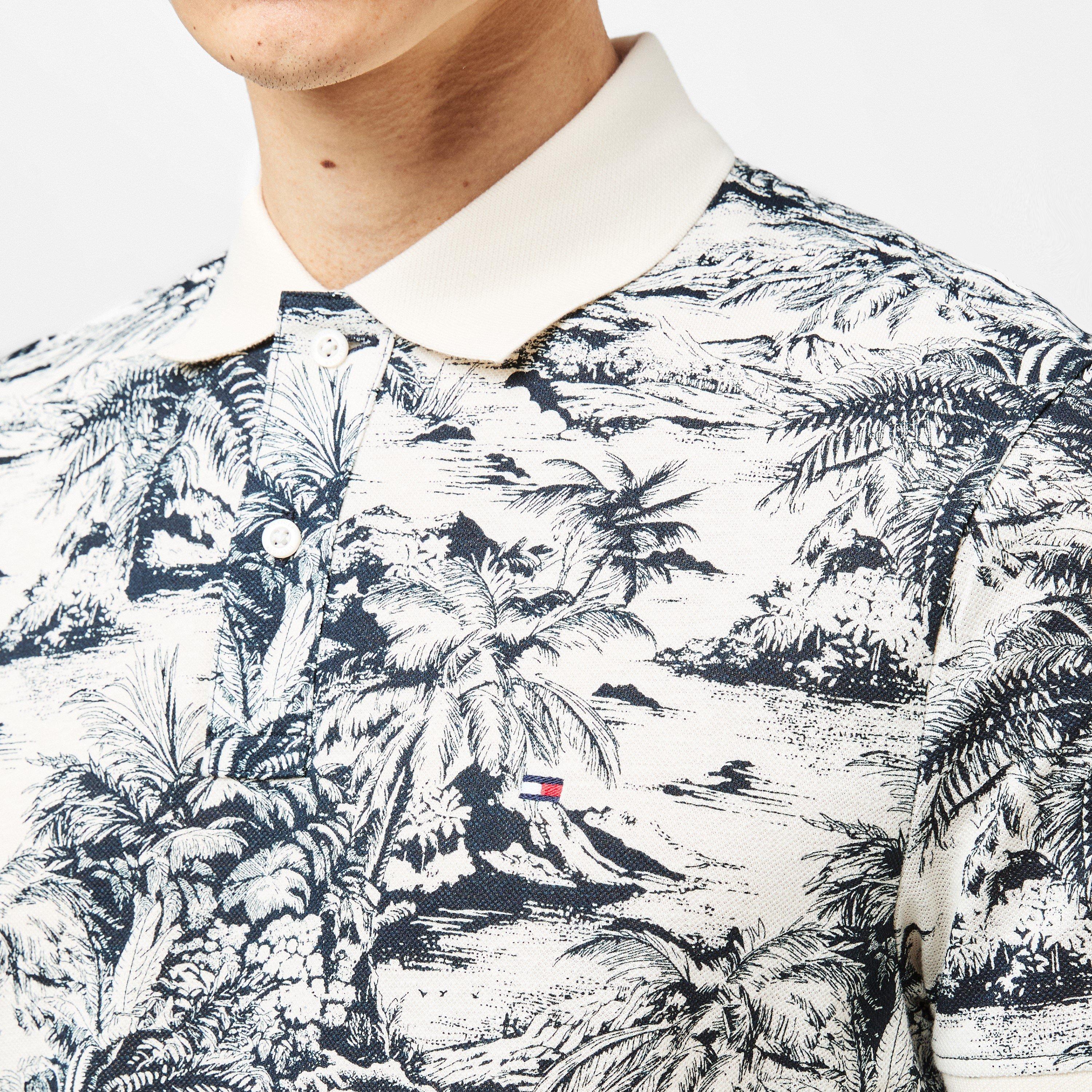 Desert Sky - Tommy Hilfiger - Men's All Over Print Linen Short-Sleeve Polo Shirt - 5