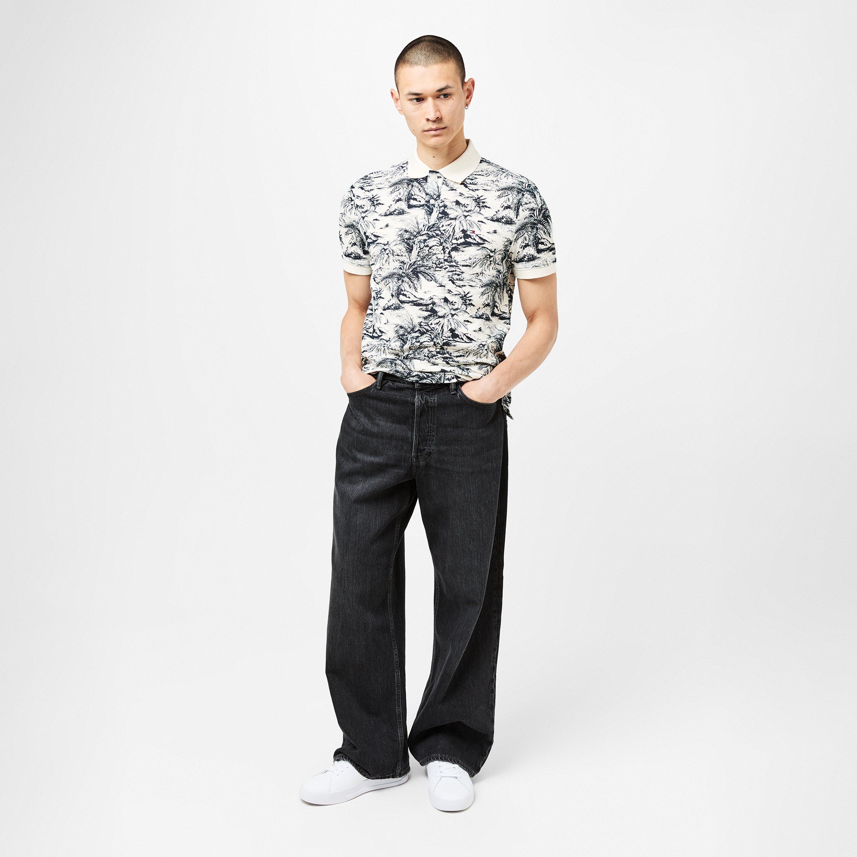 Desert Sky - Tommy Hilfiger - Men's All Over Print Linen Short-Sleeve Polo Shirt - 6