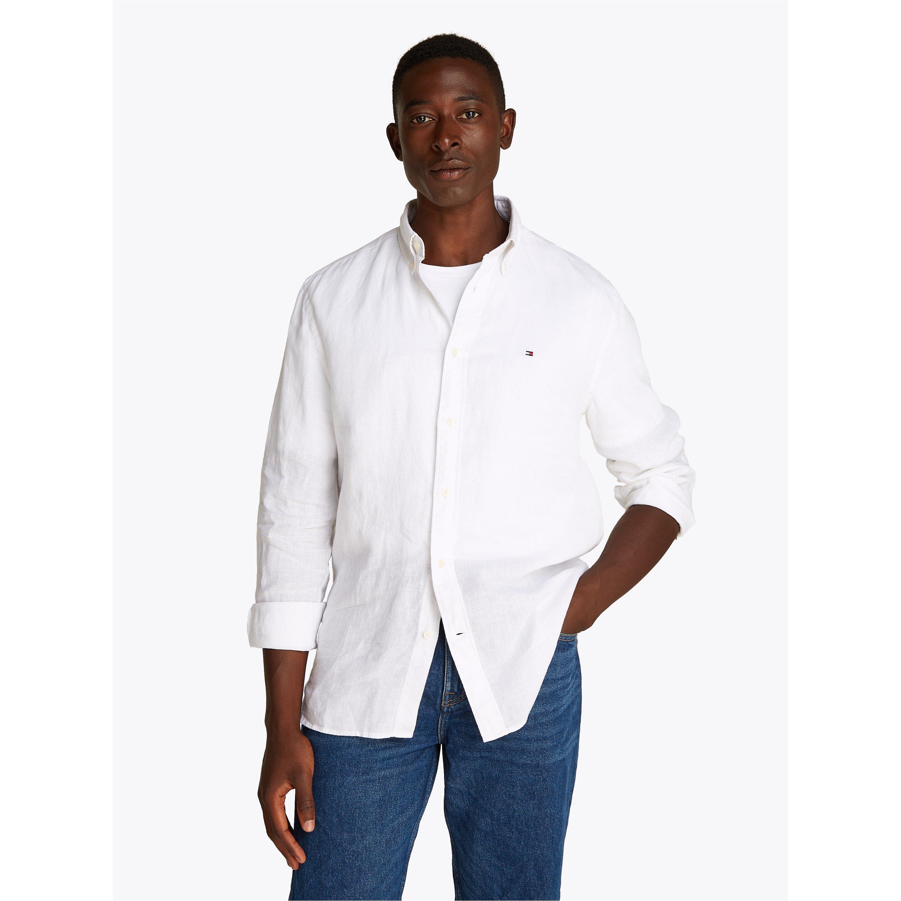 Optic White - Tommy Hilfiger - Men's Pigment Dyed Long-Sleeve Plain Shirt - 3