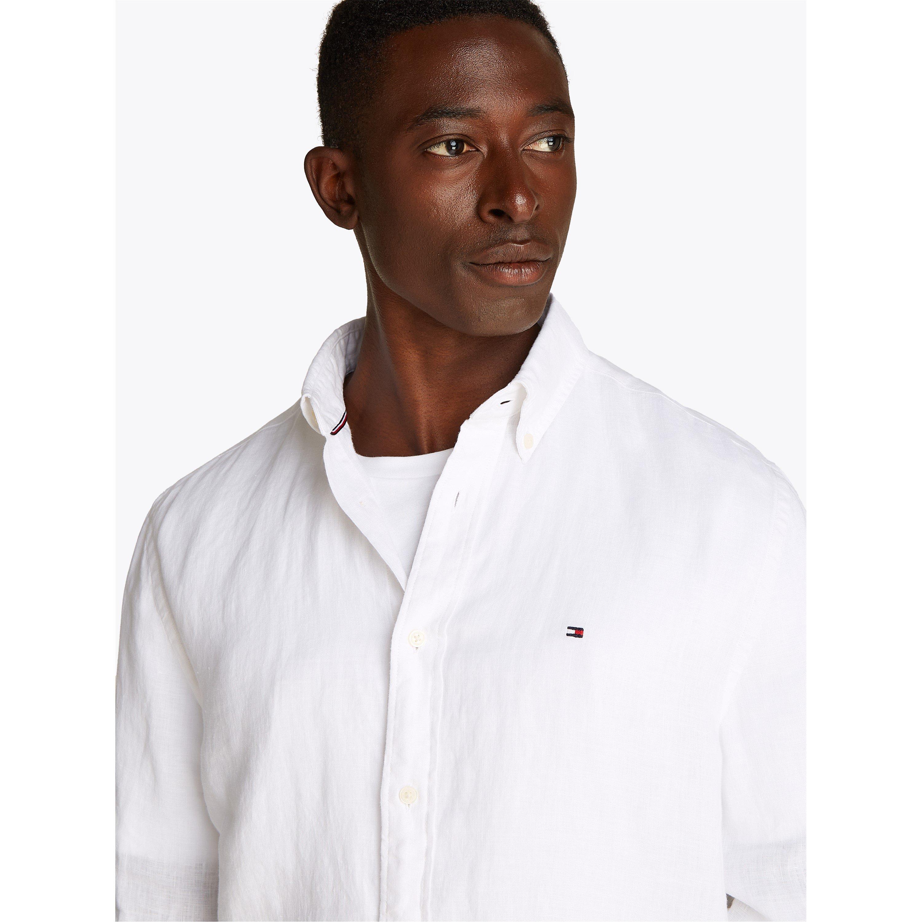 Optic White - Tommy Hilfiger - Men's Pigment Dyed Long-Sleeve Plain Shirt - 4
