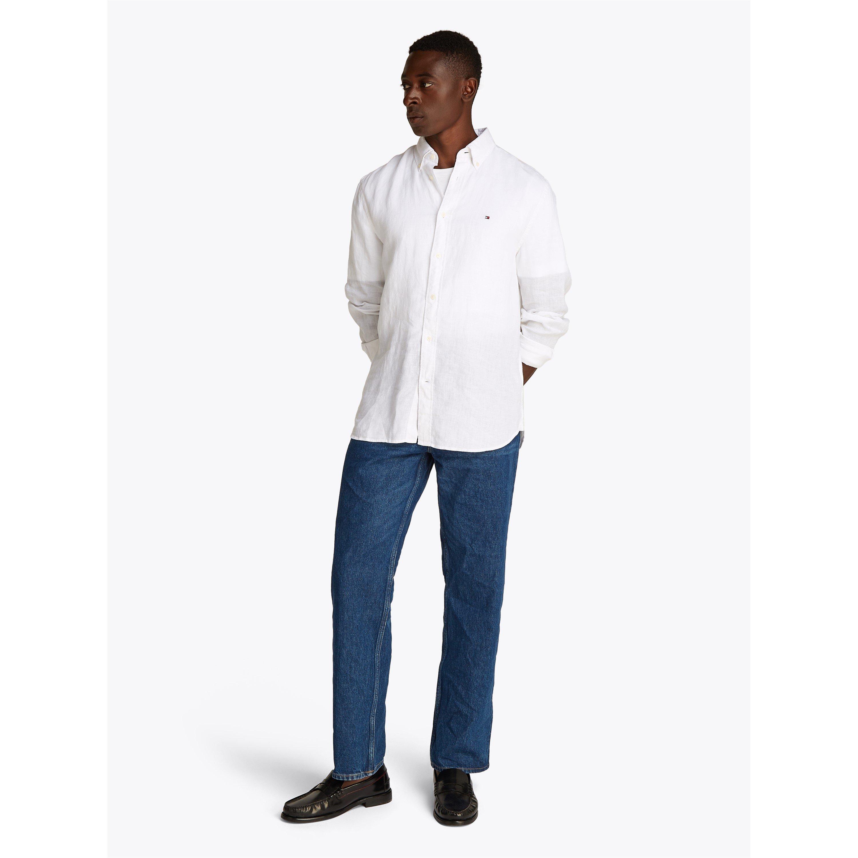 Optic White - Tommy Hilfiger - Men's Pigment Dyed Long-Sleeve Plain Shirt - 5