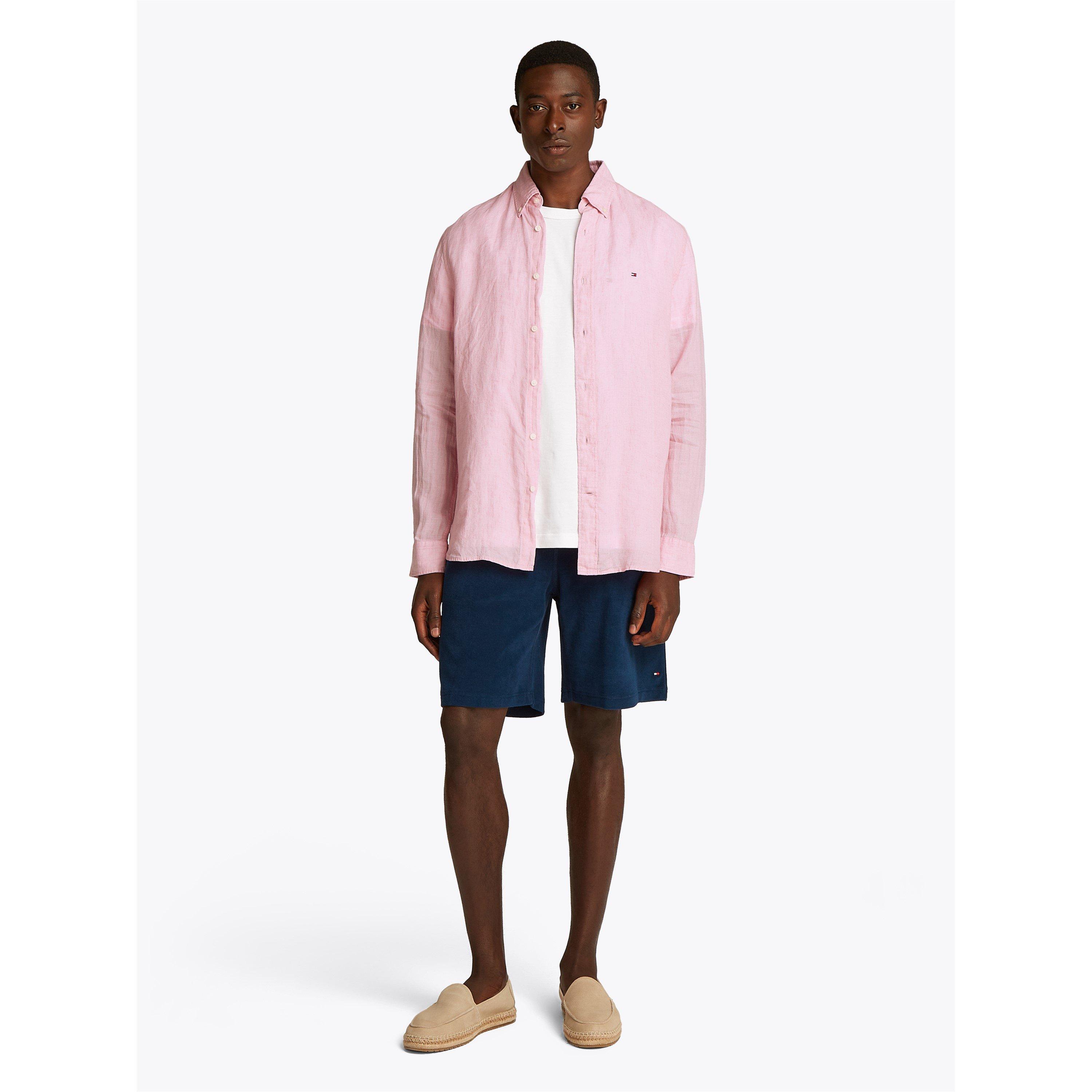 Classic Pink - Tommy Hilfiger - Men's Pigment Dyed Long-Sleeve Plain Shirt - 5