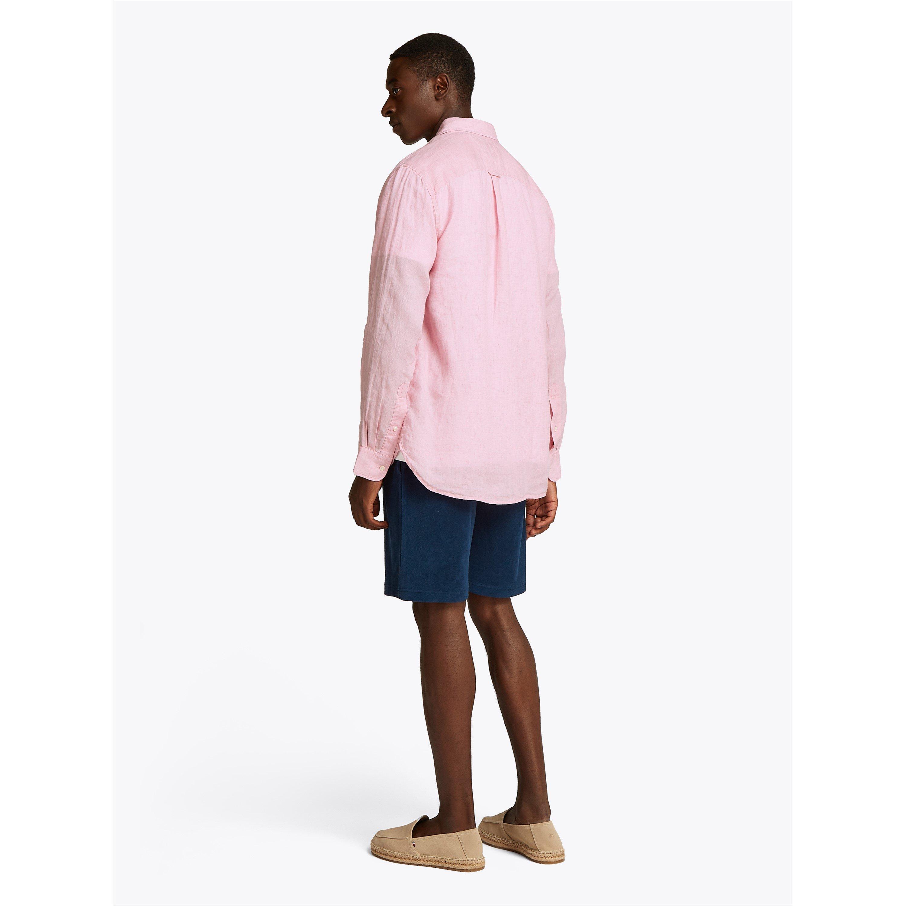 Classic Pink - Tommy Hilfiger - Men's Pigment Dyed Long-Sleeve Plain Shirt - 6
