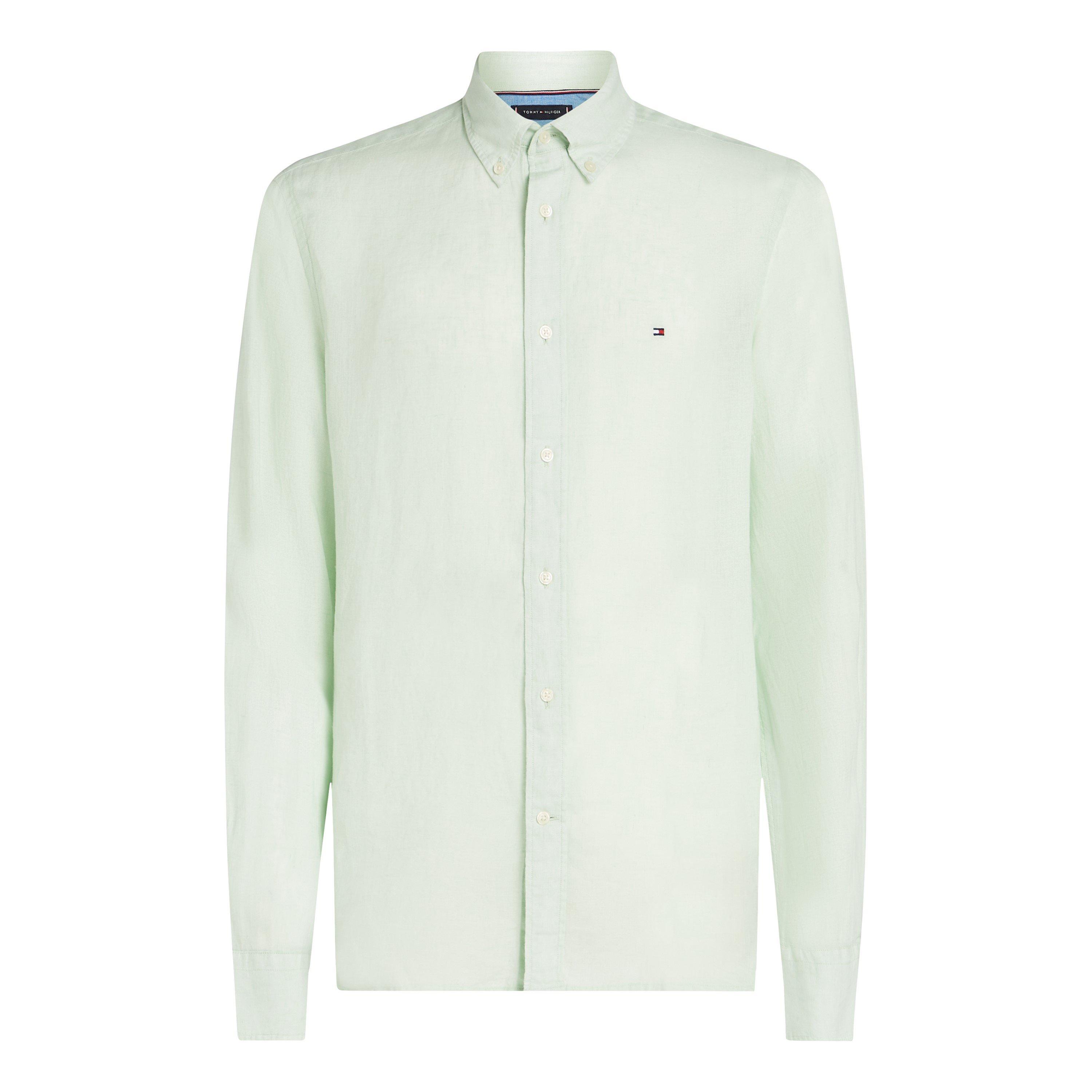 Tommy Hilfiger Men's Pigt Dyed Long-Sleeve Plain Shirt - Opal Green - XL