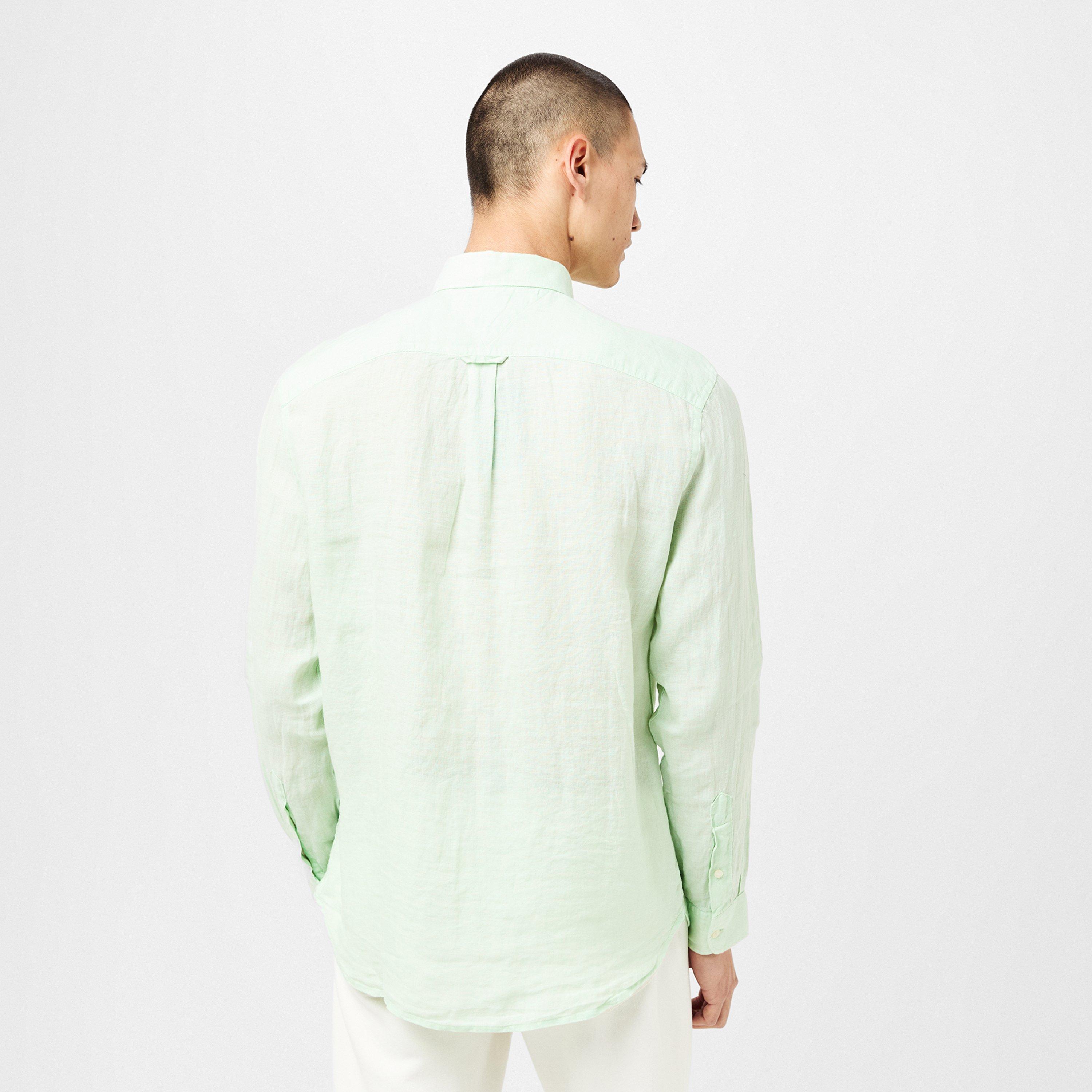 Opal Green - Tommy Hilfiger - Men's Pigment Dyed Long-Sleeve Plain Shirt - 4