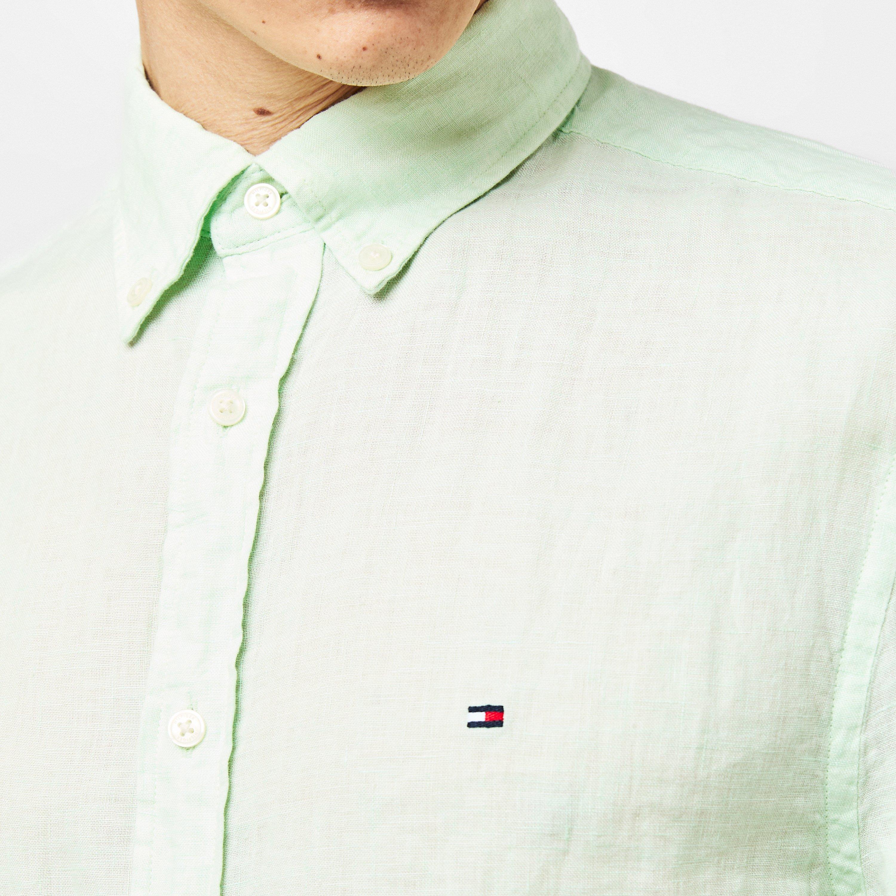 Opal Green - Tommy Hilfiger - Men's Pigment Dyed Long-Sleeve Plain Shirt - 5