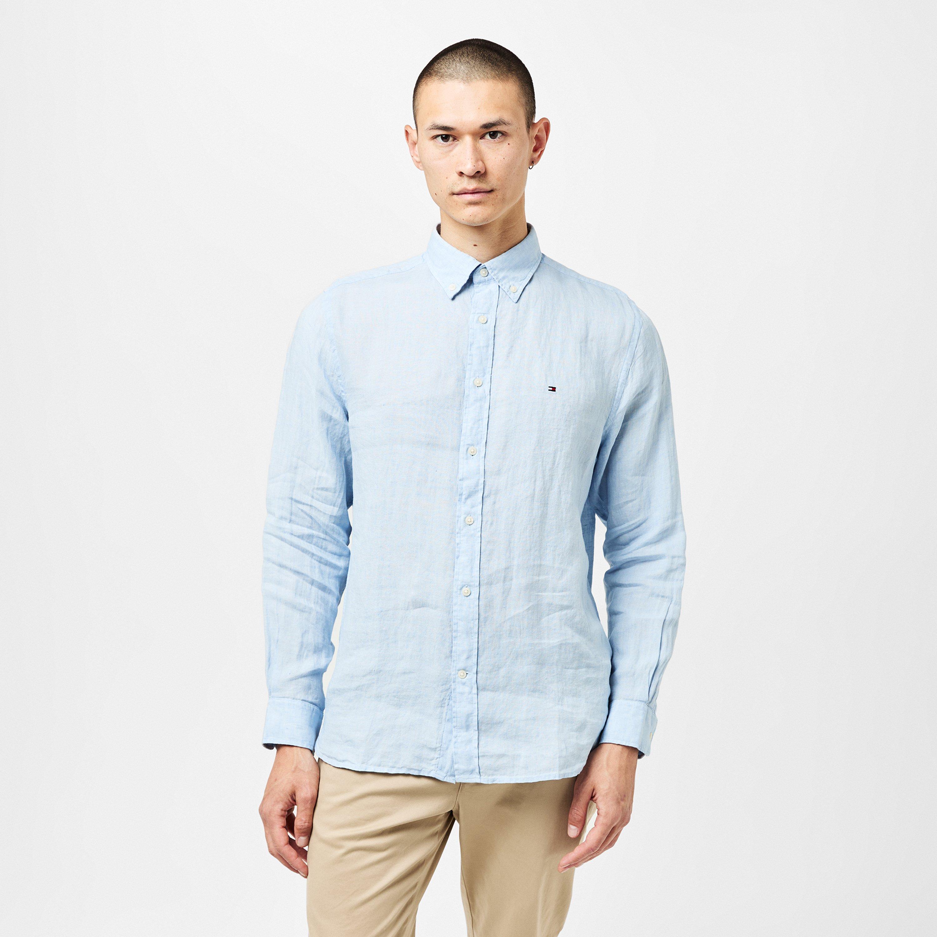 Breezy Blue - Tommy Hilfiger - Men's Pigment Dyed Long-Sleeve Plain Shirt - 3